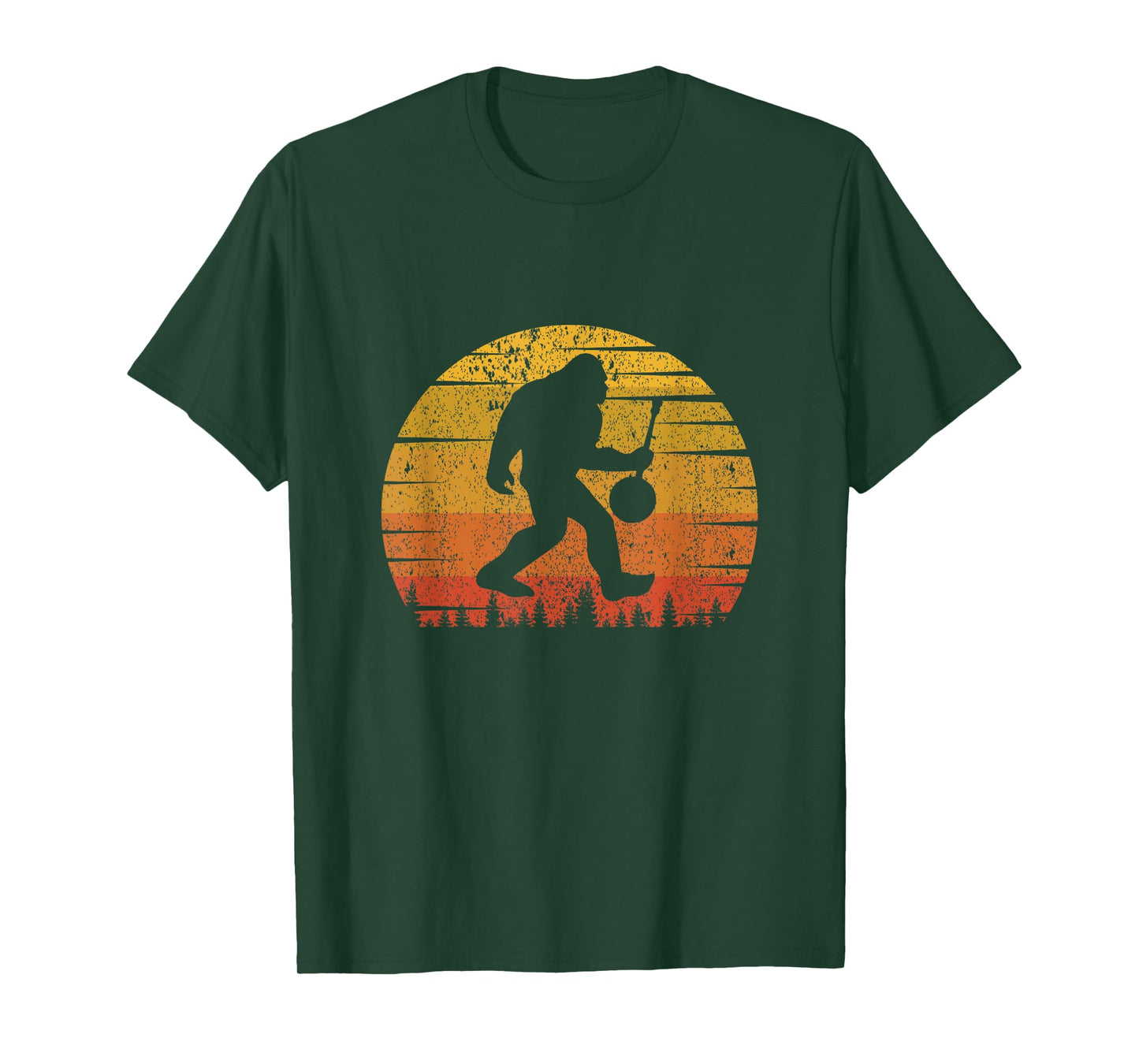 Vintage Retro Sunset Funny Bigfoot Banjo Player T-Shirt