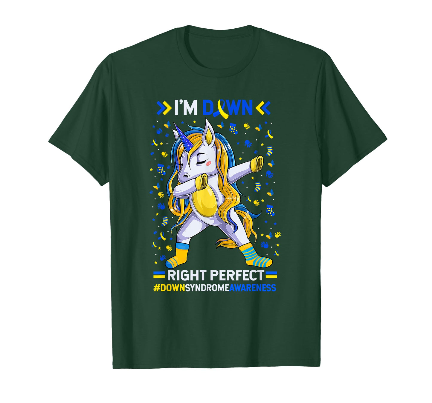 Down syndrome awareness Down Right Perfect Dabbing Unicorn T-Shirt