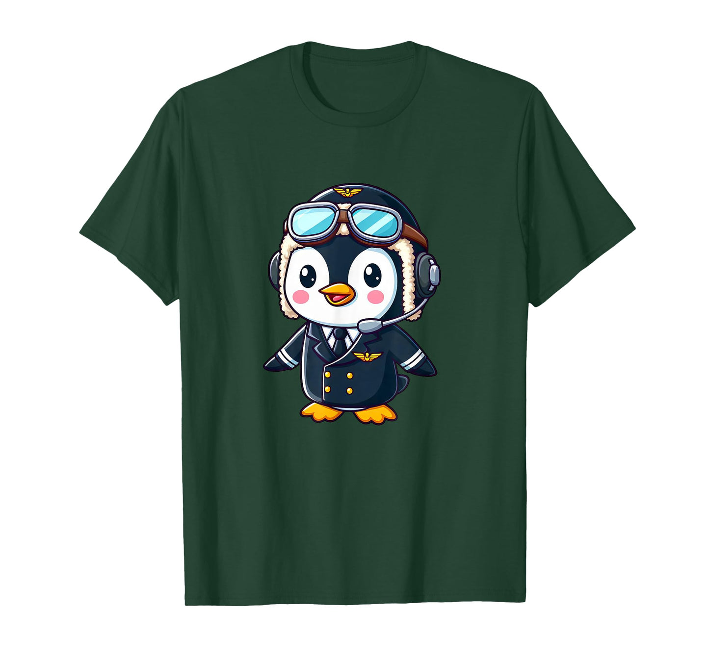 Penguin Cartoon Pilot Flying Airplane T-Shirt