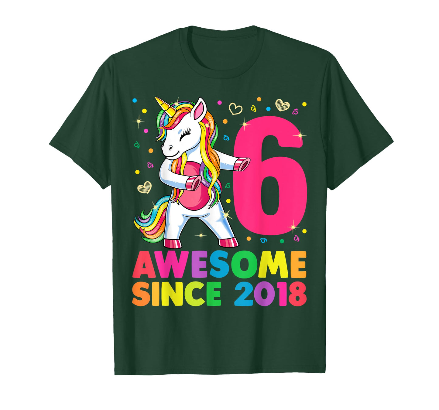 6 Years Old Unicorn Flossing 6th Birthday Girl Unicorn Party T-Shirt