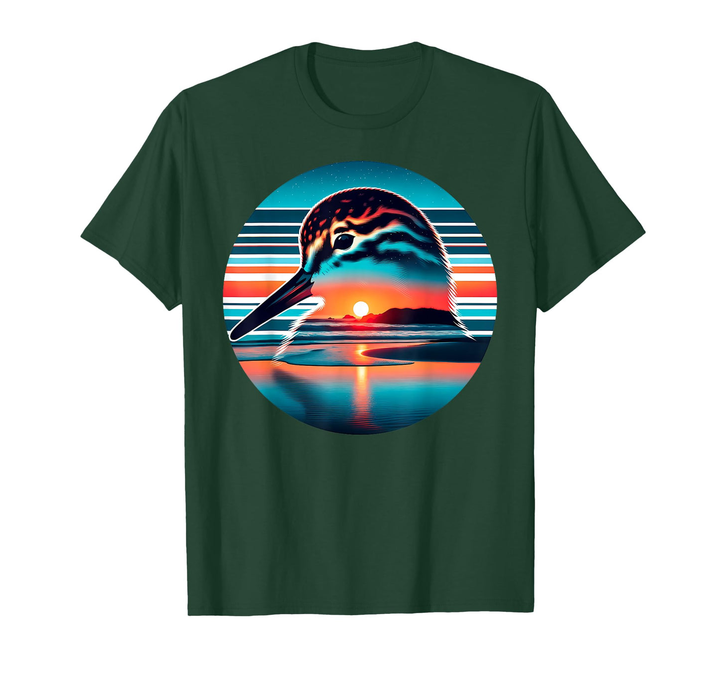 Sandpiper Bird Sunset Retro Style Safari Vintage 70s T-Shirt