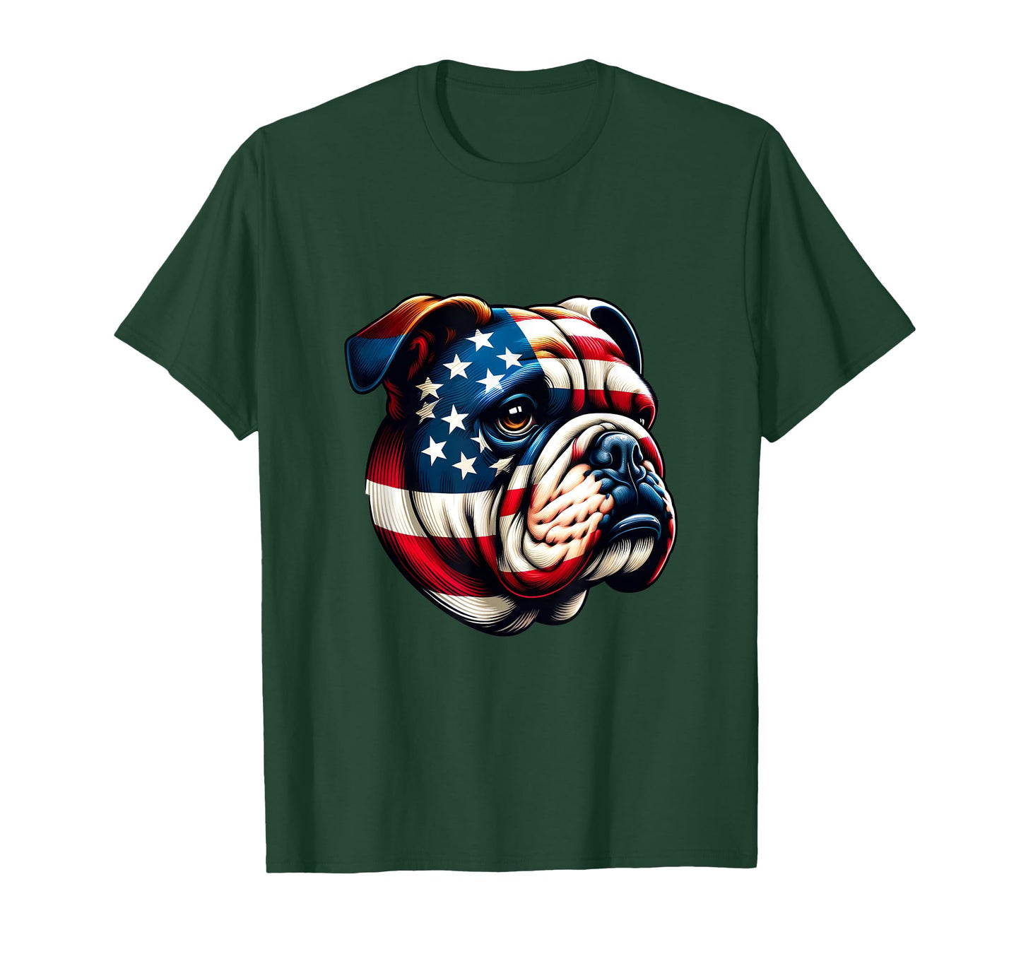Patriotic English Bulldog Lover Owner Men American USA Flag T-Shirt