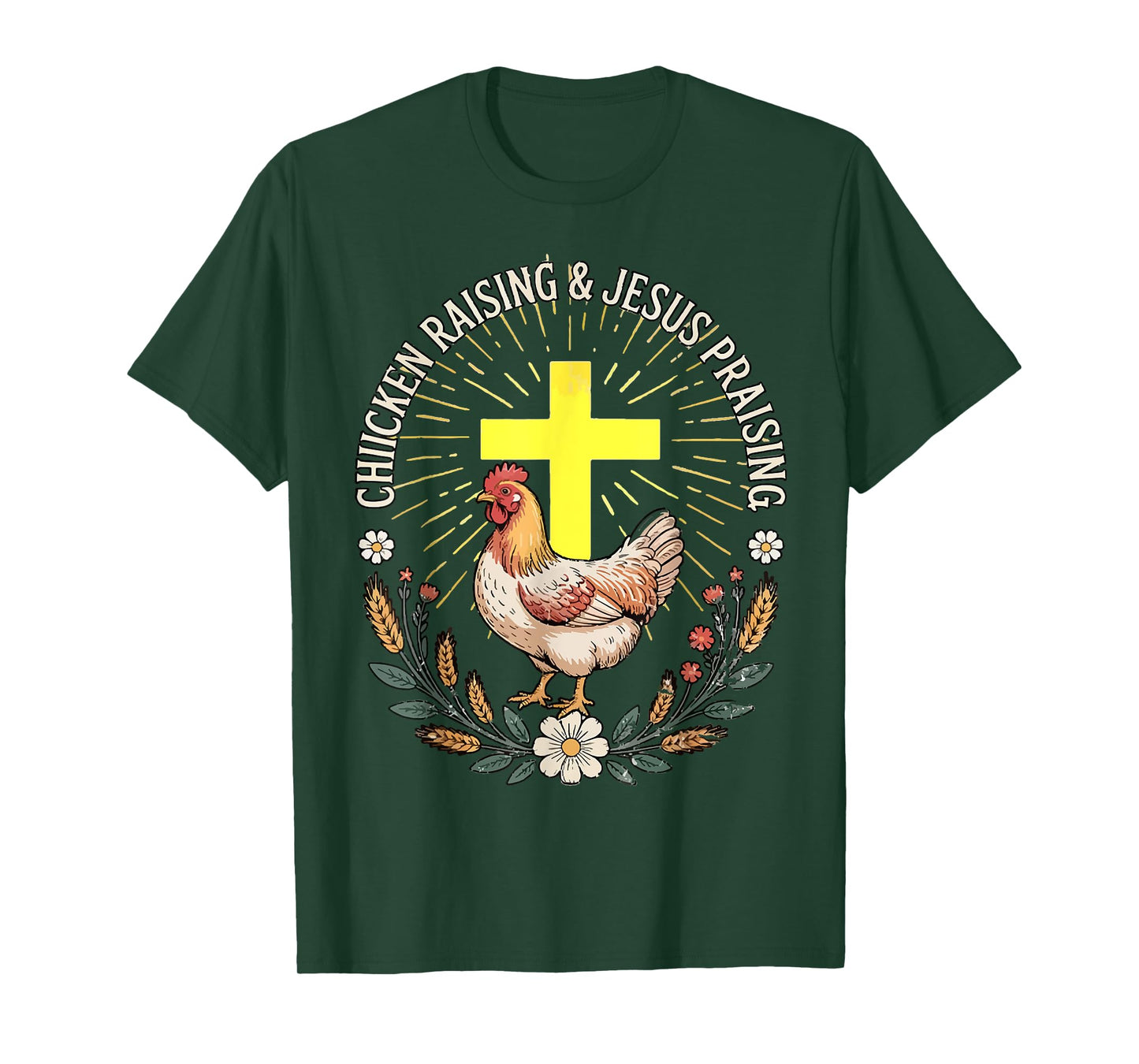 Jesus Prasing And Chicken Raising Funny Faith Farm Girls T-Shirt