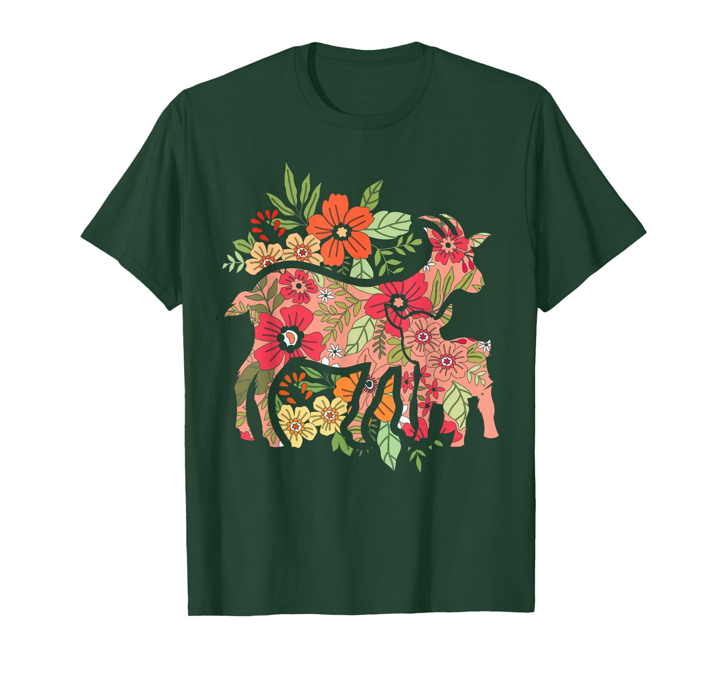 Floral Baby Goat Farm Animal Farmer Vintage Goat T-Shirt