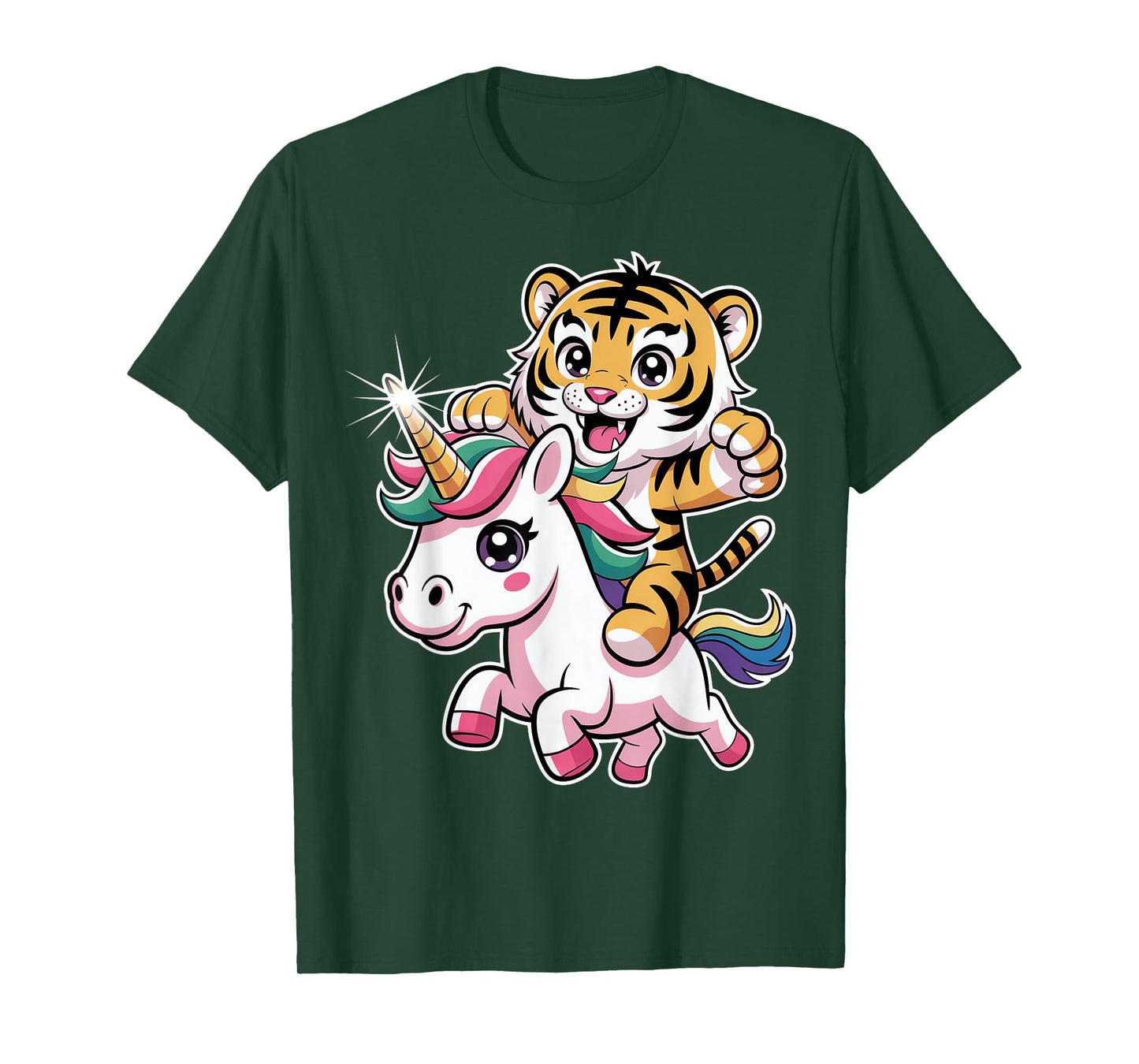 Cute Unicorn and Tiger Friendship T-Shirt