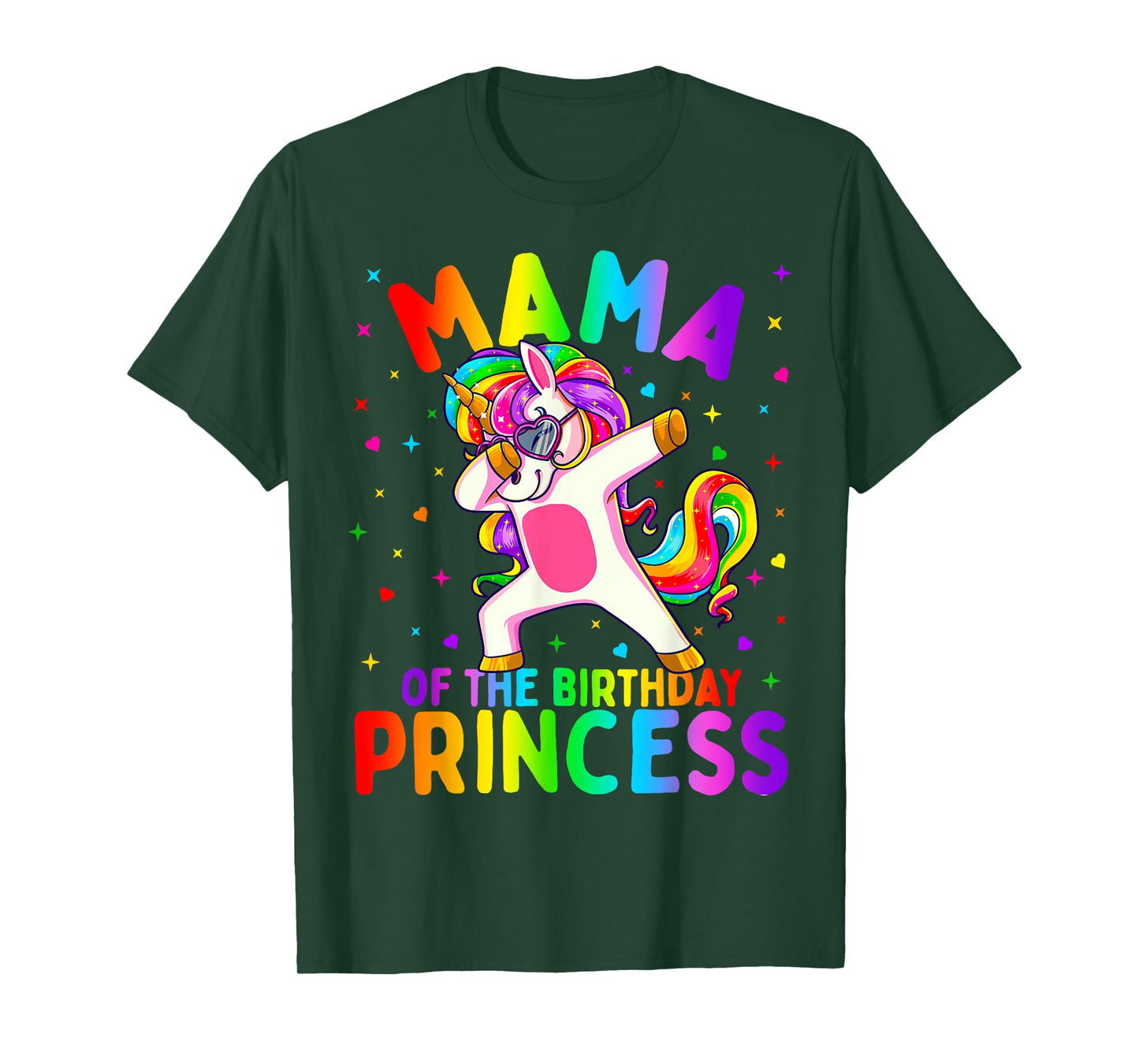 Mama of the Birthday Princess Girl Dabbing Unicorn Mom T-Shirt