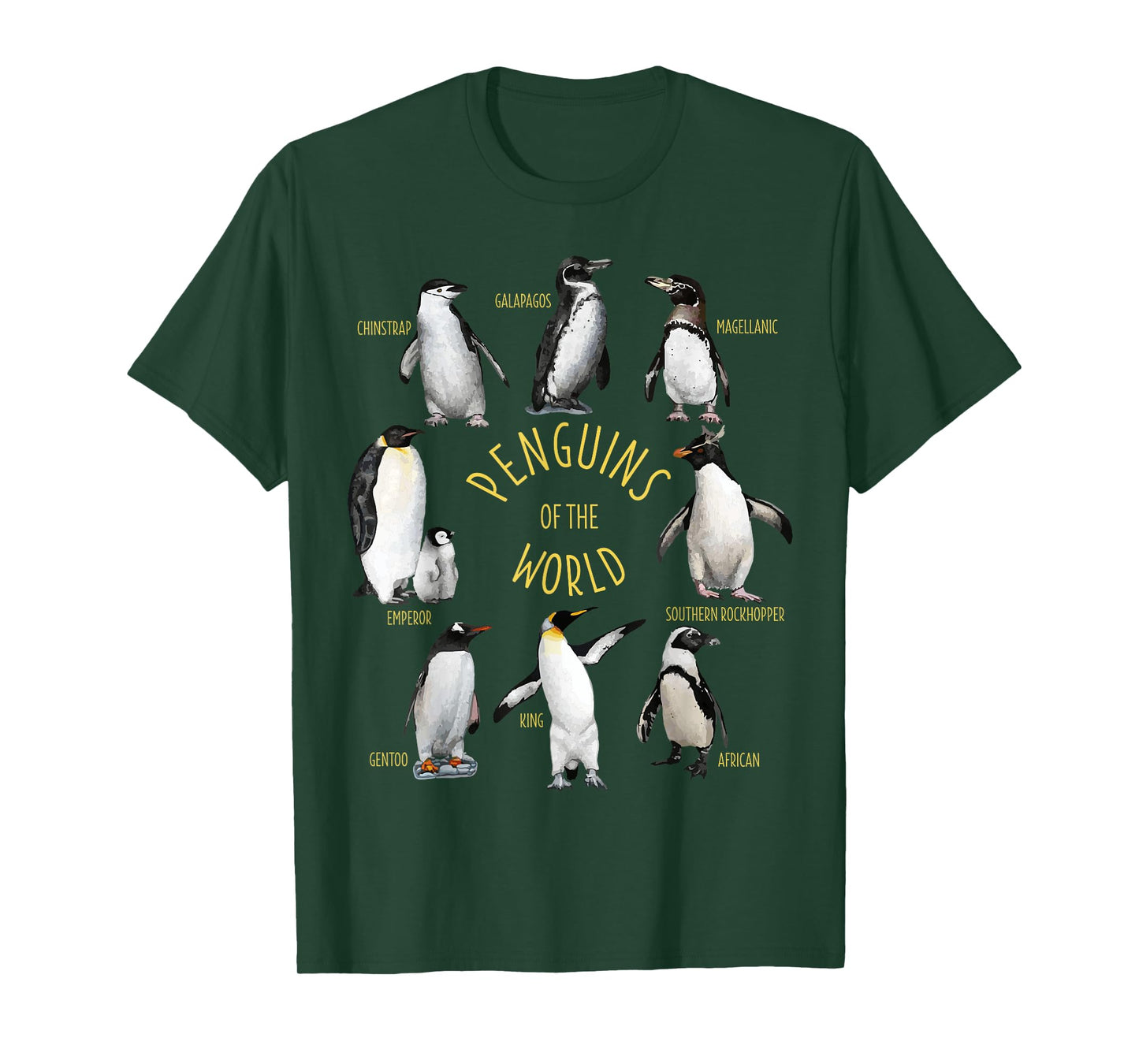 All Types Of Penguins Of The World Funny Penguin Lover Gift T-Shirt