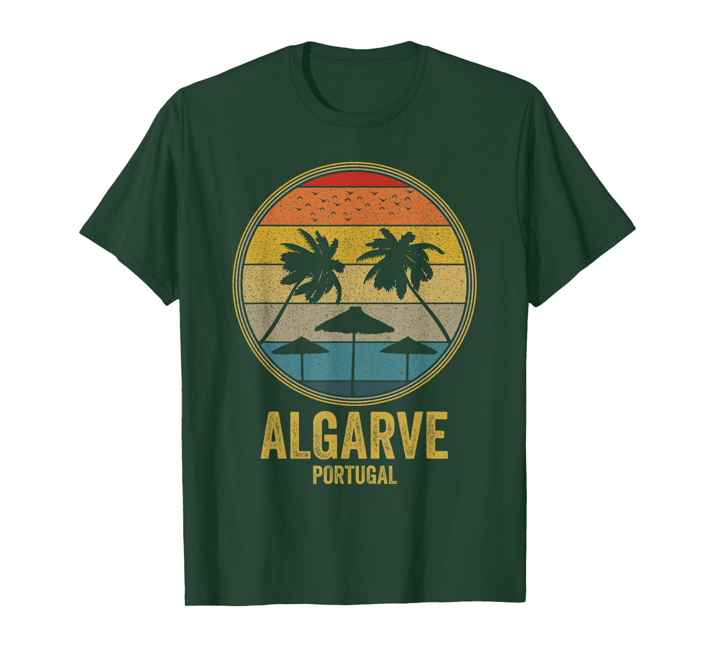 Algarve Portugal Retro Vintage Sunset 80s Beach Distressed Men Women T-Shirt