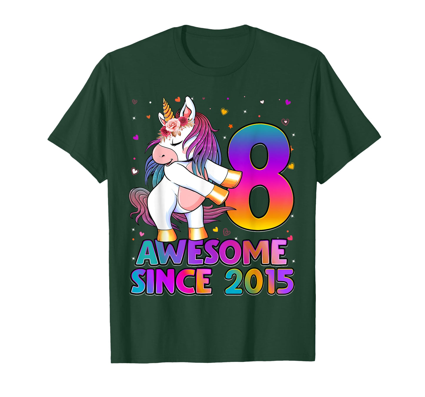 8 Years Old Unicorn Flossing 8th Birthday Girl Unicorn Party T-Shirt