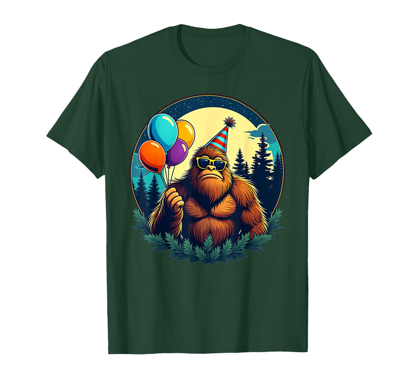 Bigfoot Birthday Party Fun With Balloons T-Shirt