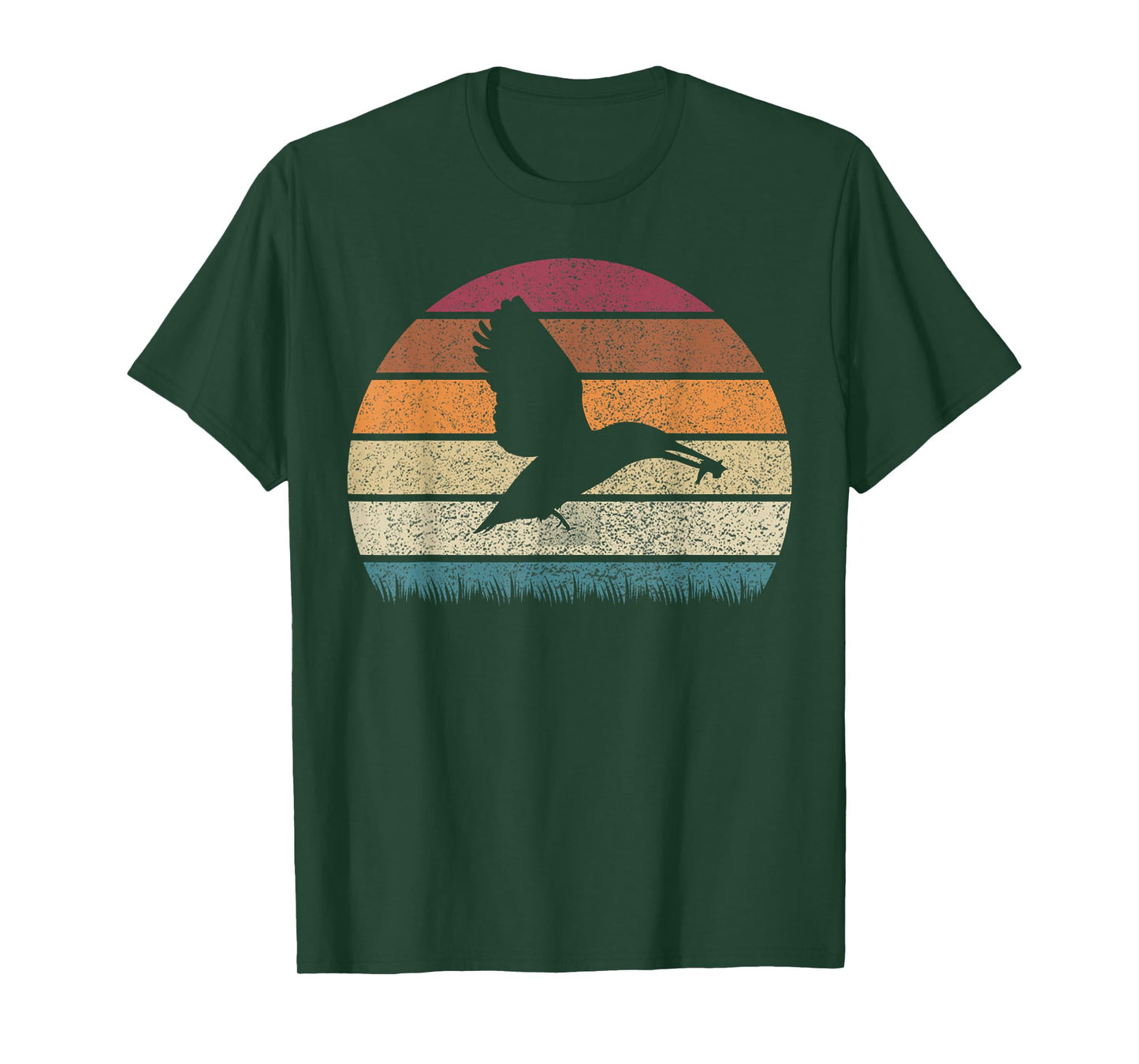 Vintage Retro Sunset Kingfisher Bird Lover Distressed Gift T-Shirt