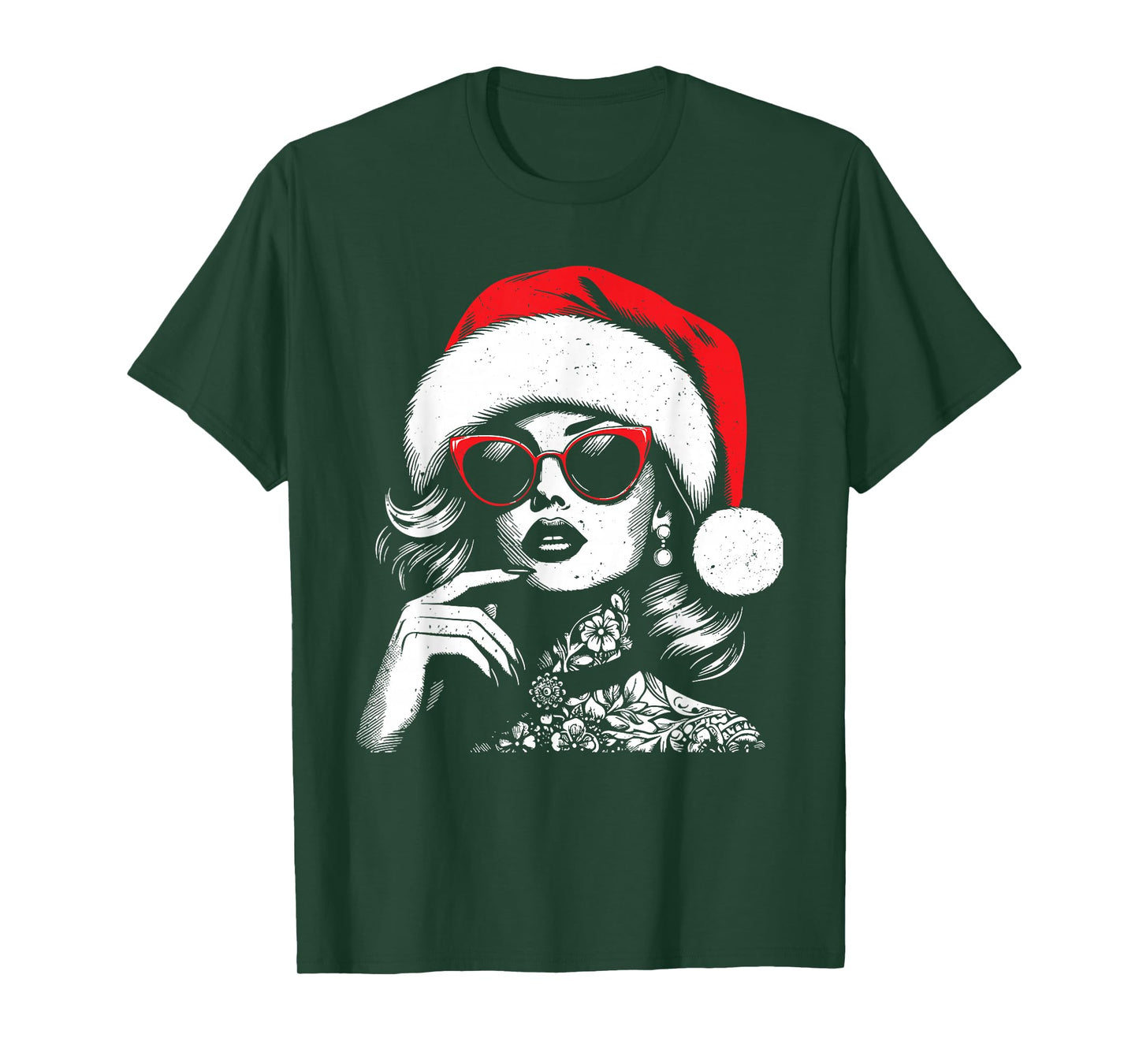 Stylish Mrs Claus, Merry Christmas Xmas Vintage women Girls T-Shirt