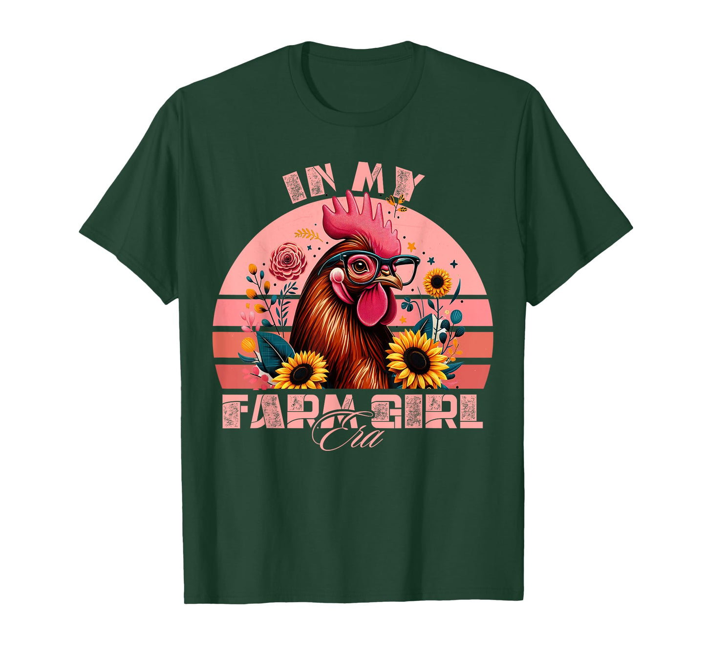 In My Farm Girl Era Cute Retro Chicken and Flowers Farm Life T-Shirt