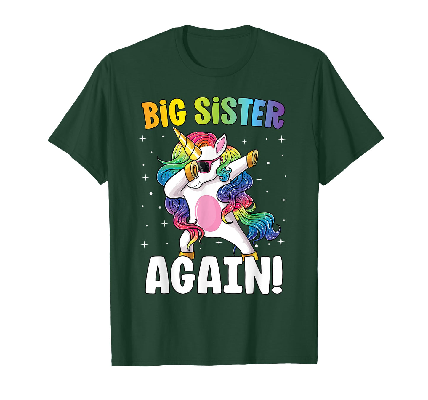 Big Sister Again Girls Dab Unicorn Daughter Older Sibling T-Shirt