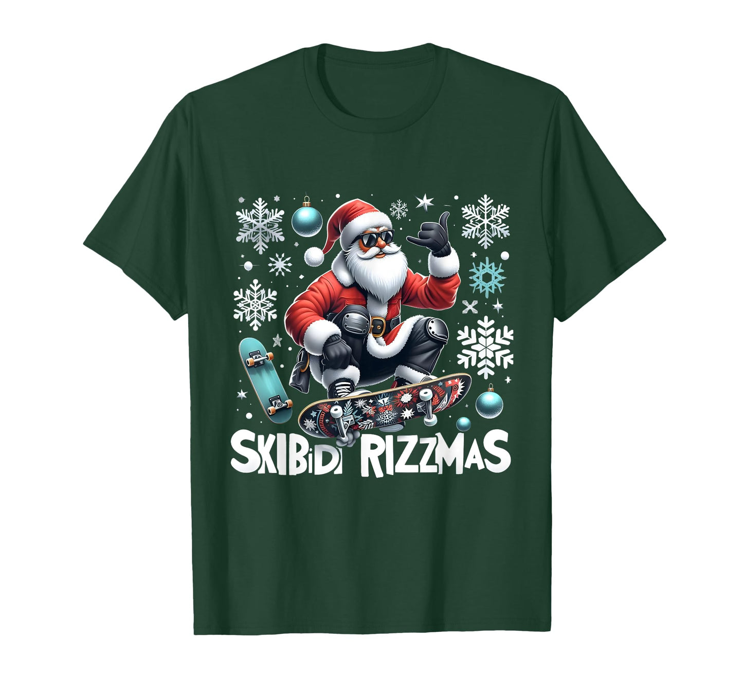 Skibidi Rizzmas Xmas Holiday Skibidi Rizzmas Skater Santa T-Shirt