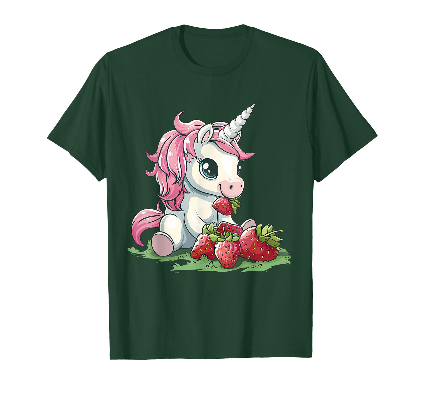 Strawberry Unicorn Cute Strawberries Drawing Motif T-Shirt