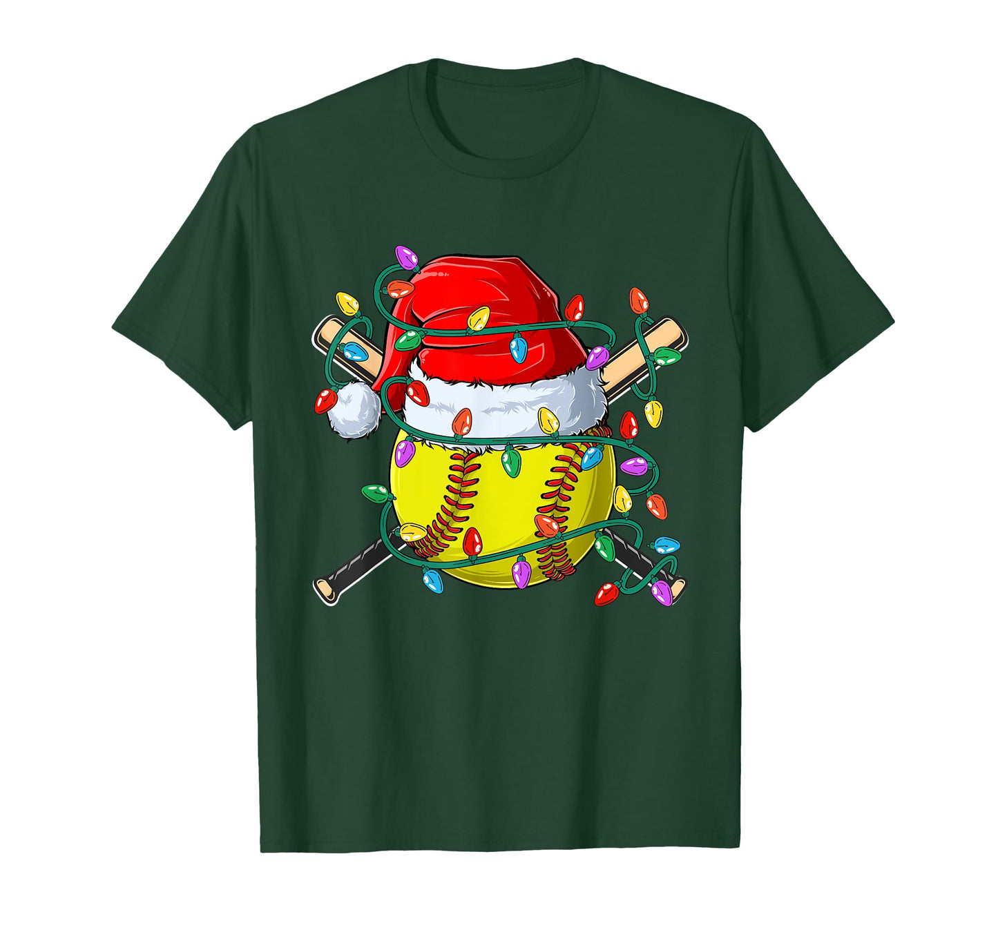 Christmas Softball Xmas Santa Sports Hat Mens Womens Kids T-Shirt