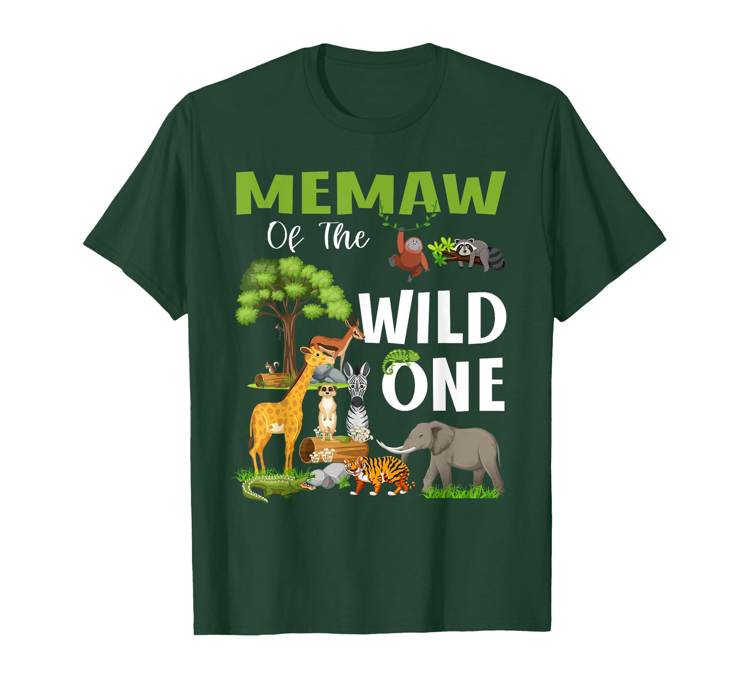 Memaw Of the Wild One Zoo Birthday 1st Safari Jungle T-Shirt