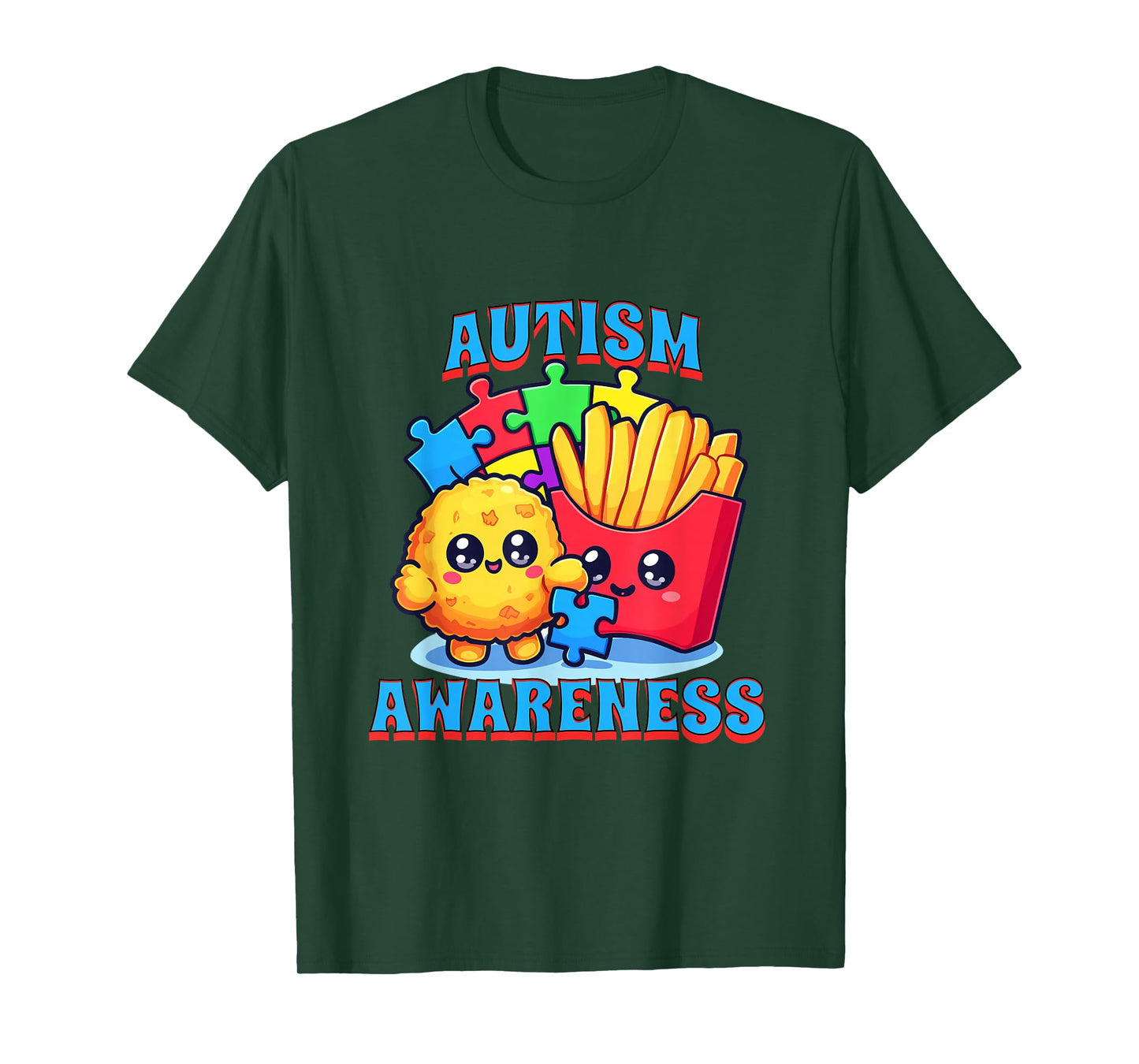 Chicken Nugget and French Fries Autism Awareness T-Shirt
