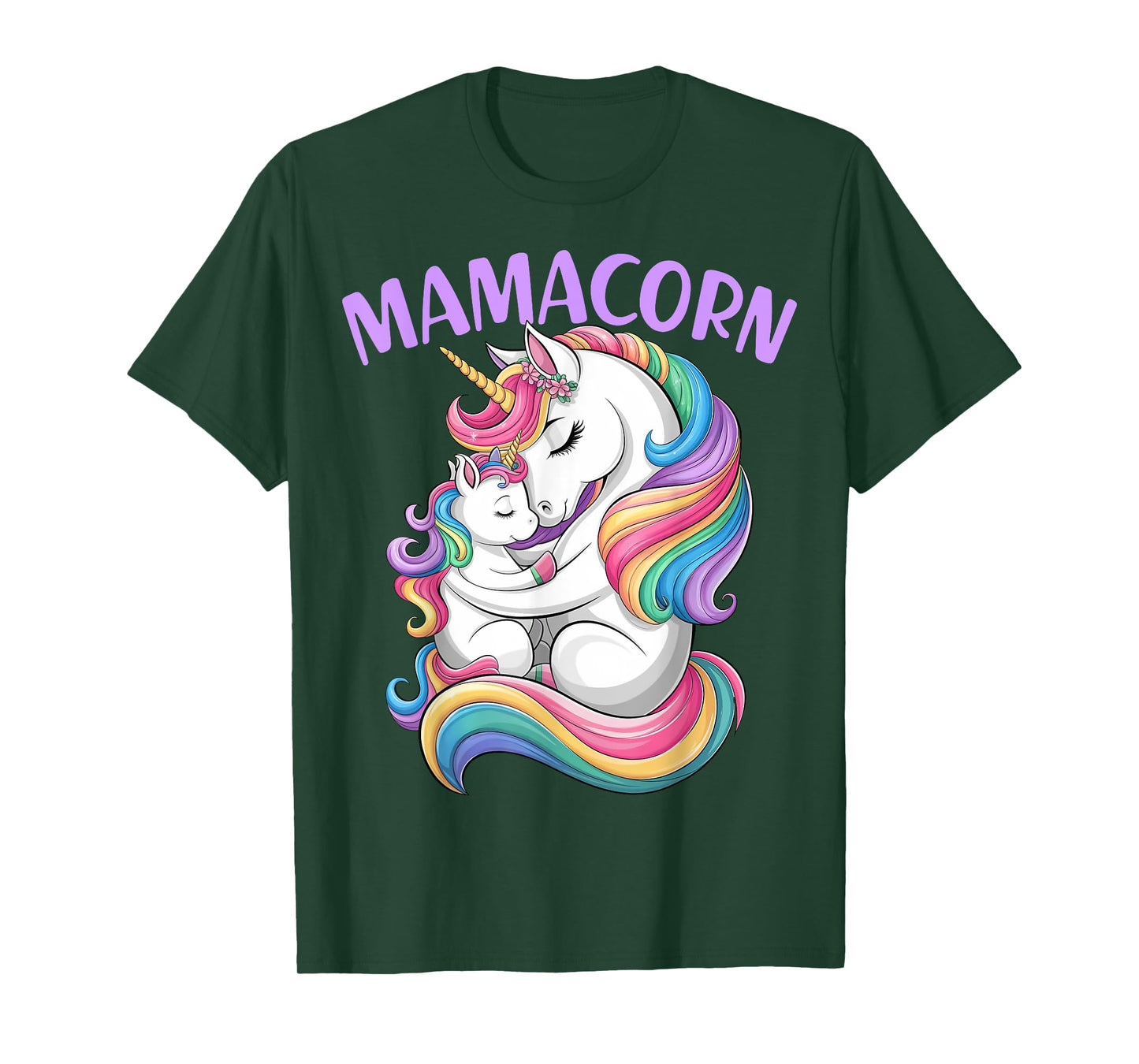 Women Mamacorn Mom Baby Girl Daughter Unicorn Mother's Day T-Shirt