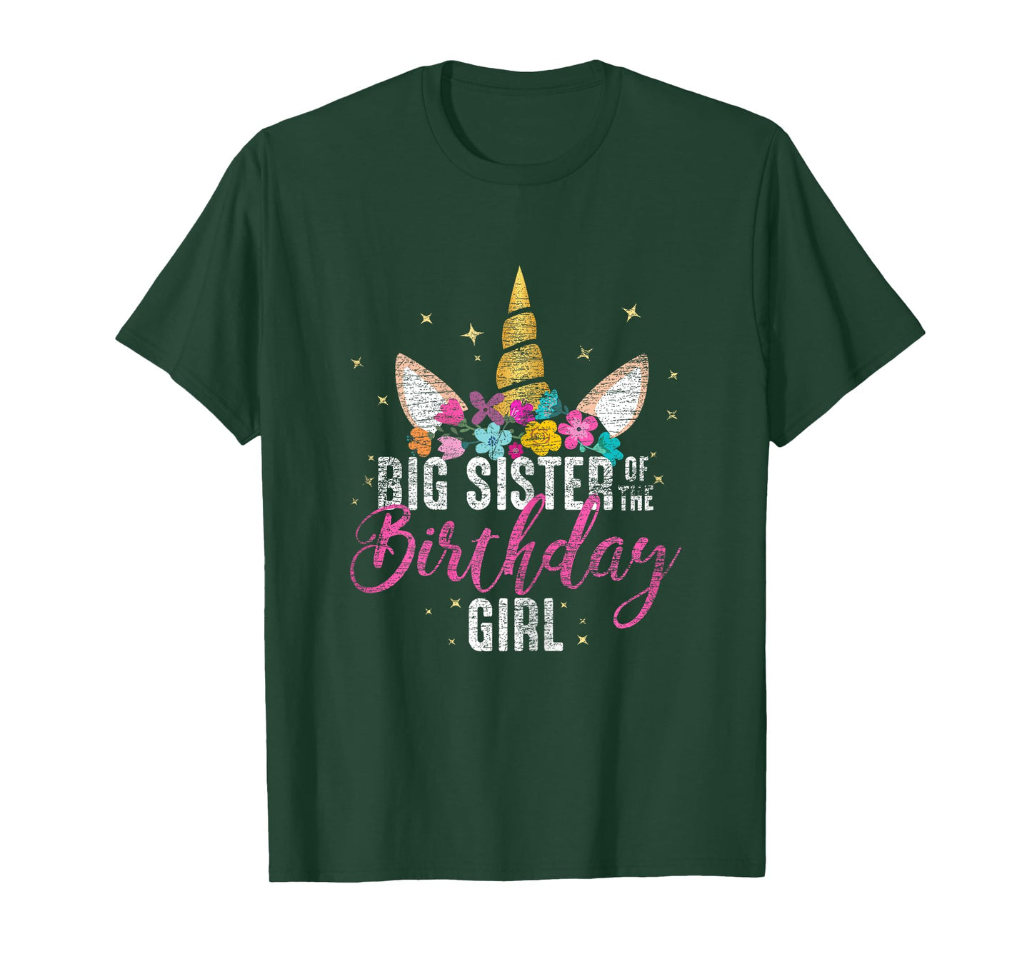 Big Sister Of The Birthday Girl Sister Gift Unicorn Birthday T-Shirt