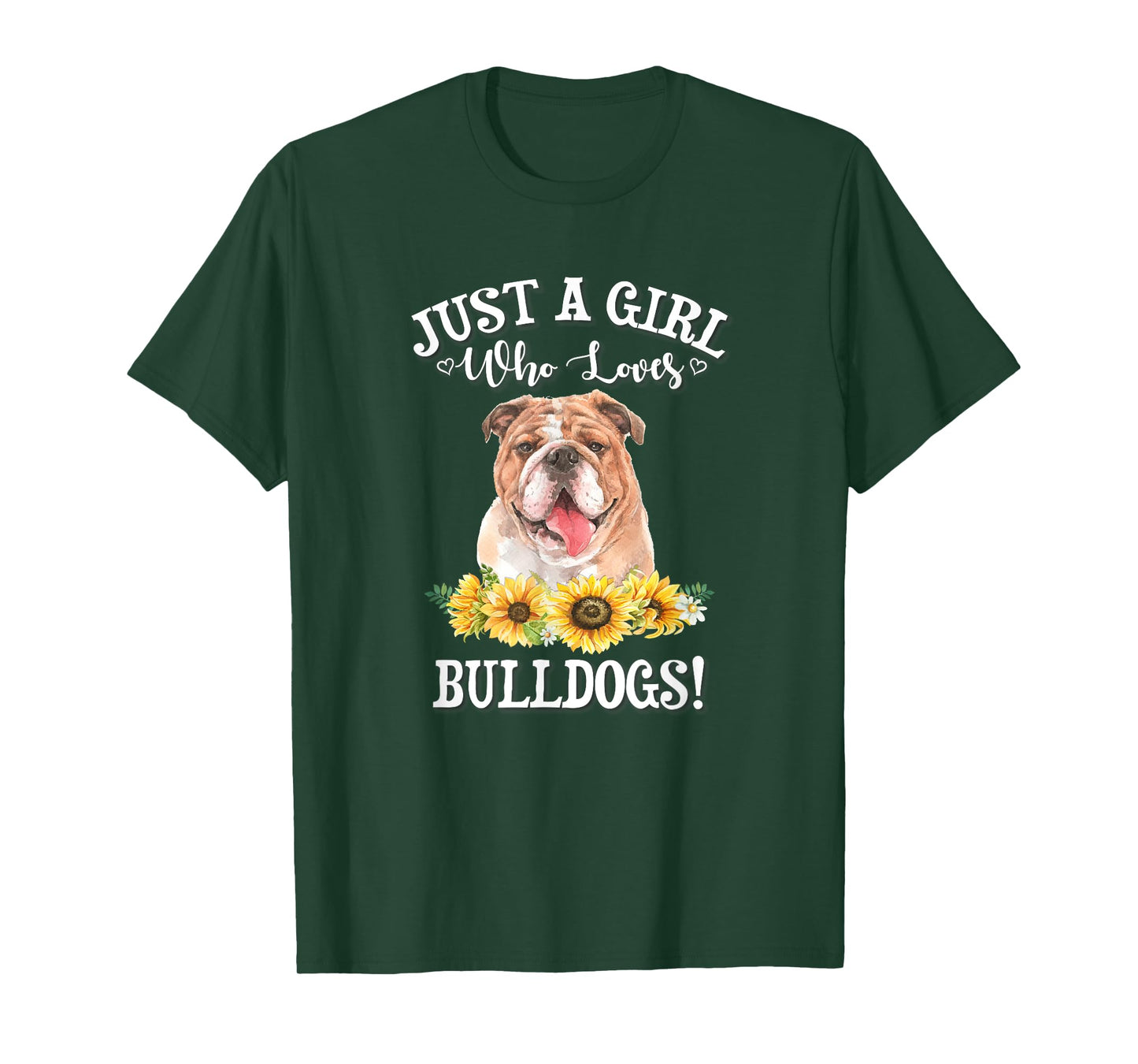 Funny Watercolor Art Girl Who Loves English Bulldogs T-Shirt