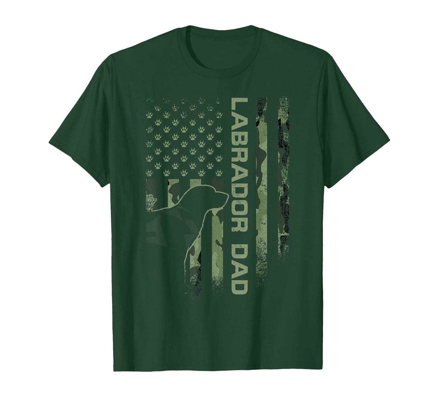 USA Camo Flag Proud Labrador Retriever Dad Lab Silhouette T-Shirt