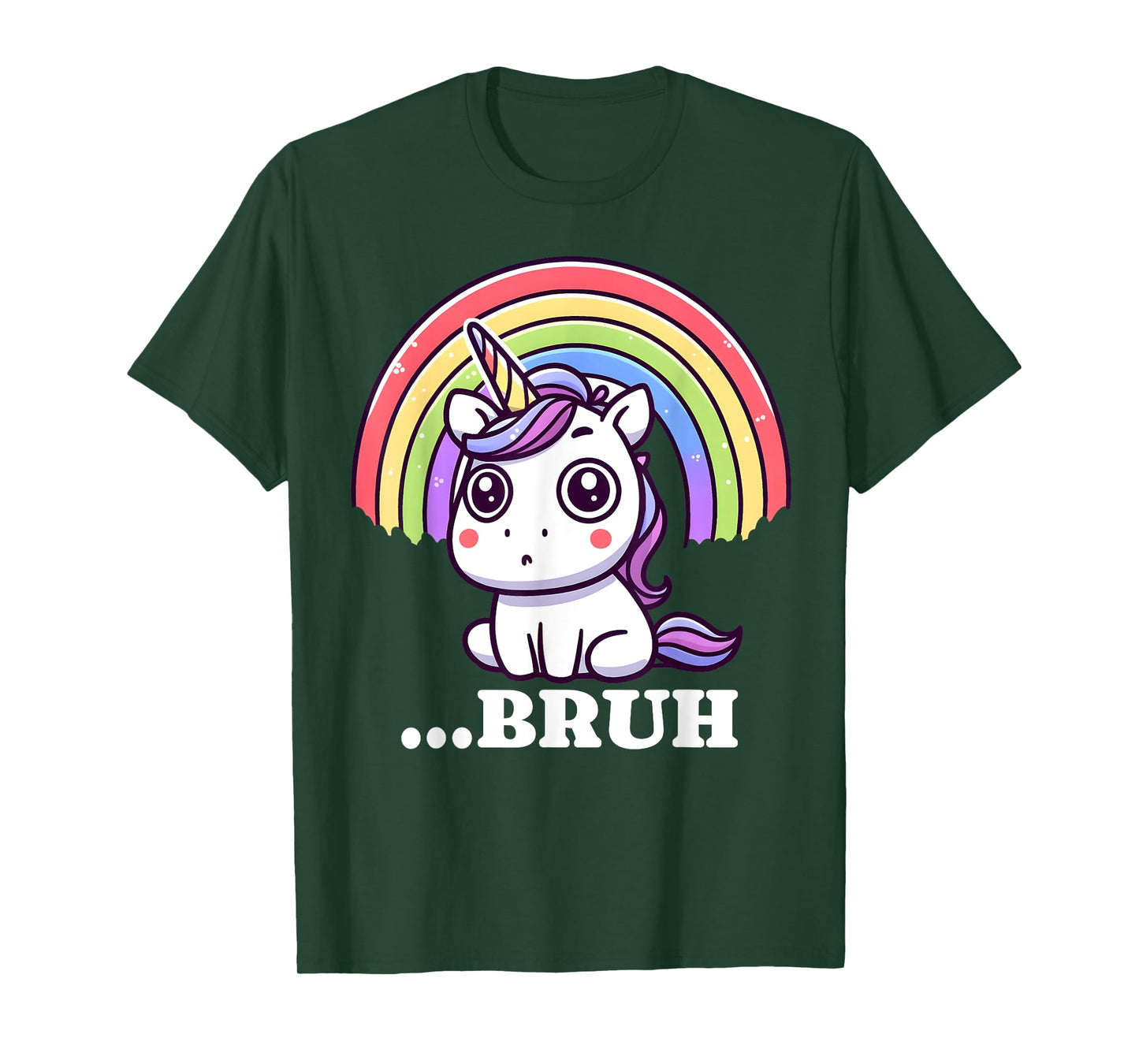 Funny Bruh For Girls Women Kids Youth Unicorn Rainbow Cute T-Shirt
