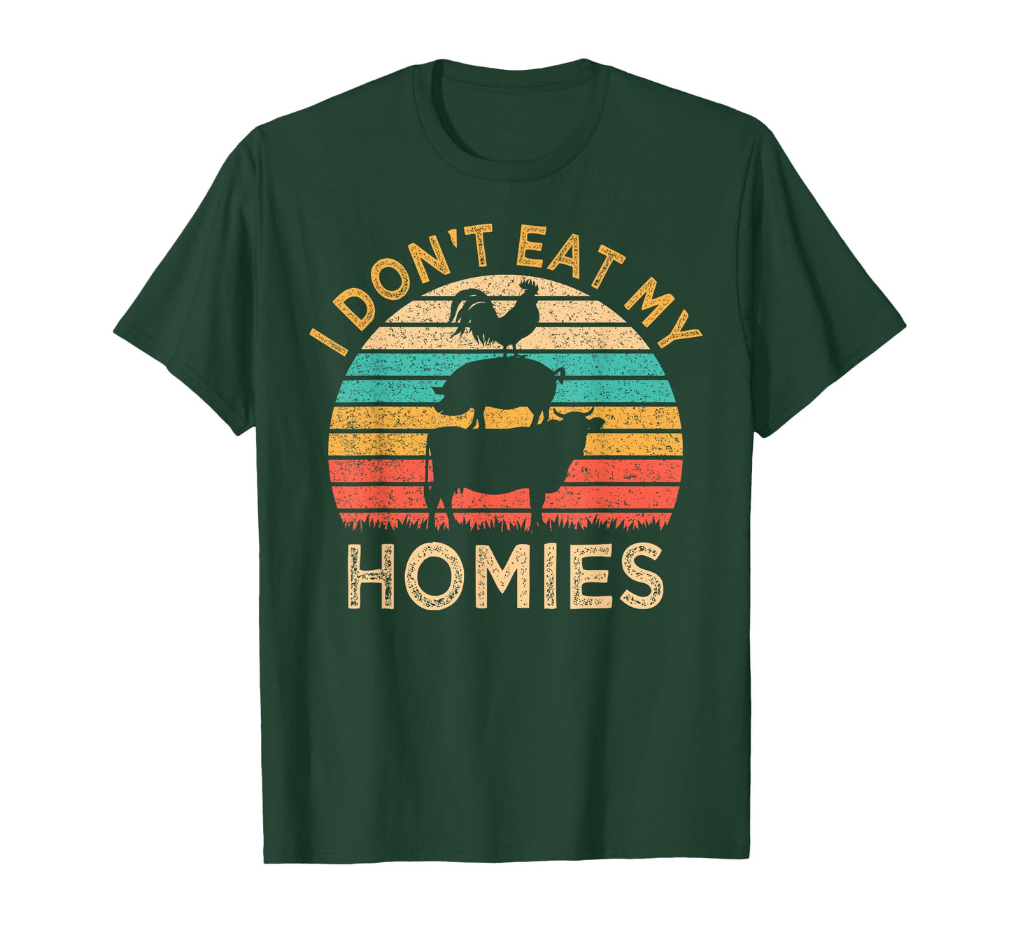 Vegetarian I Don't Eat My Homies Funny Vegan Retro T-Shirt