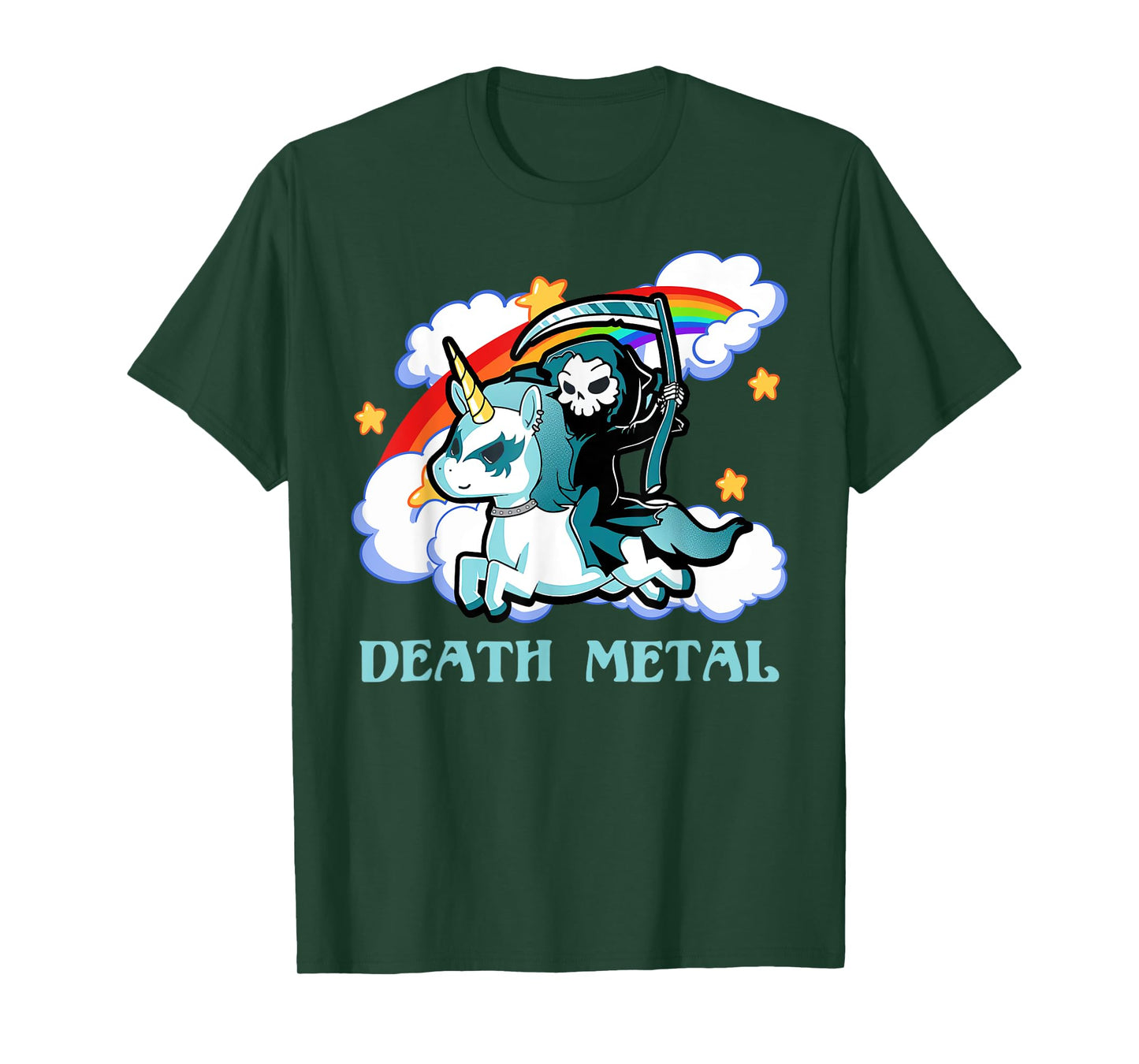 Funny Rainbow Skeleton Unicorn Death Metal Music Festival T-Shirt
