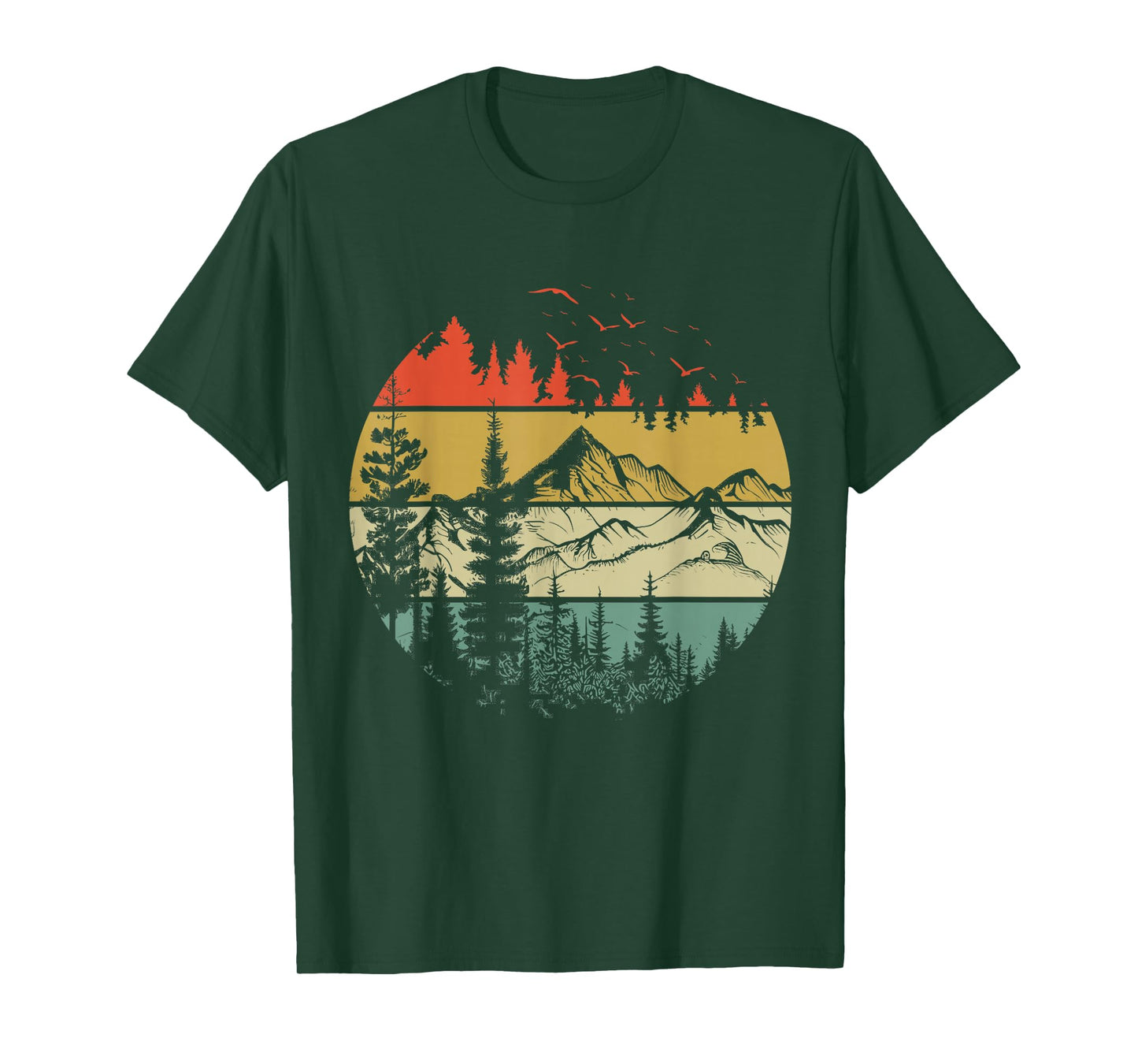 Retro Forest Trees Outdoors Nature Women Men Vintage Graphic T-Shirt