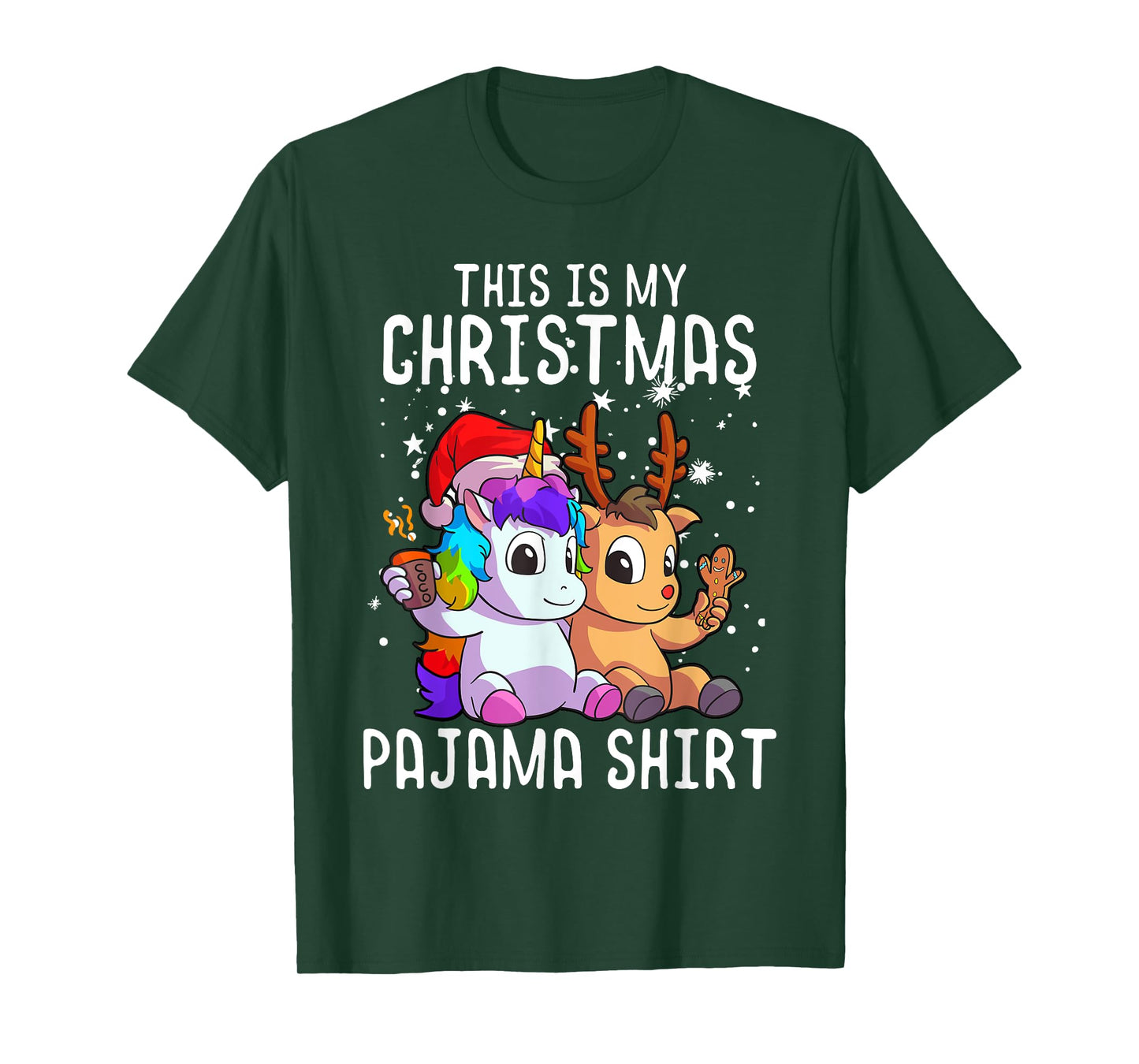 Unicorn Christmas Pajama Shirt Reindeer Unicorn Lover Gift T-Shirt