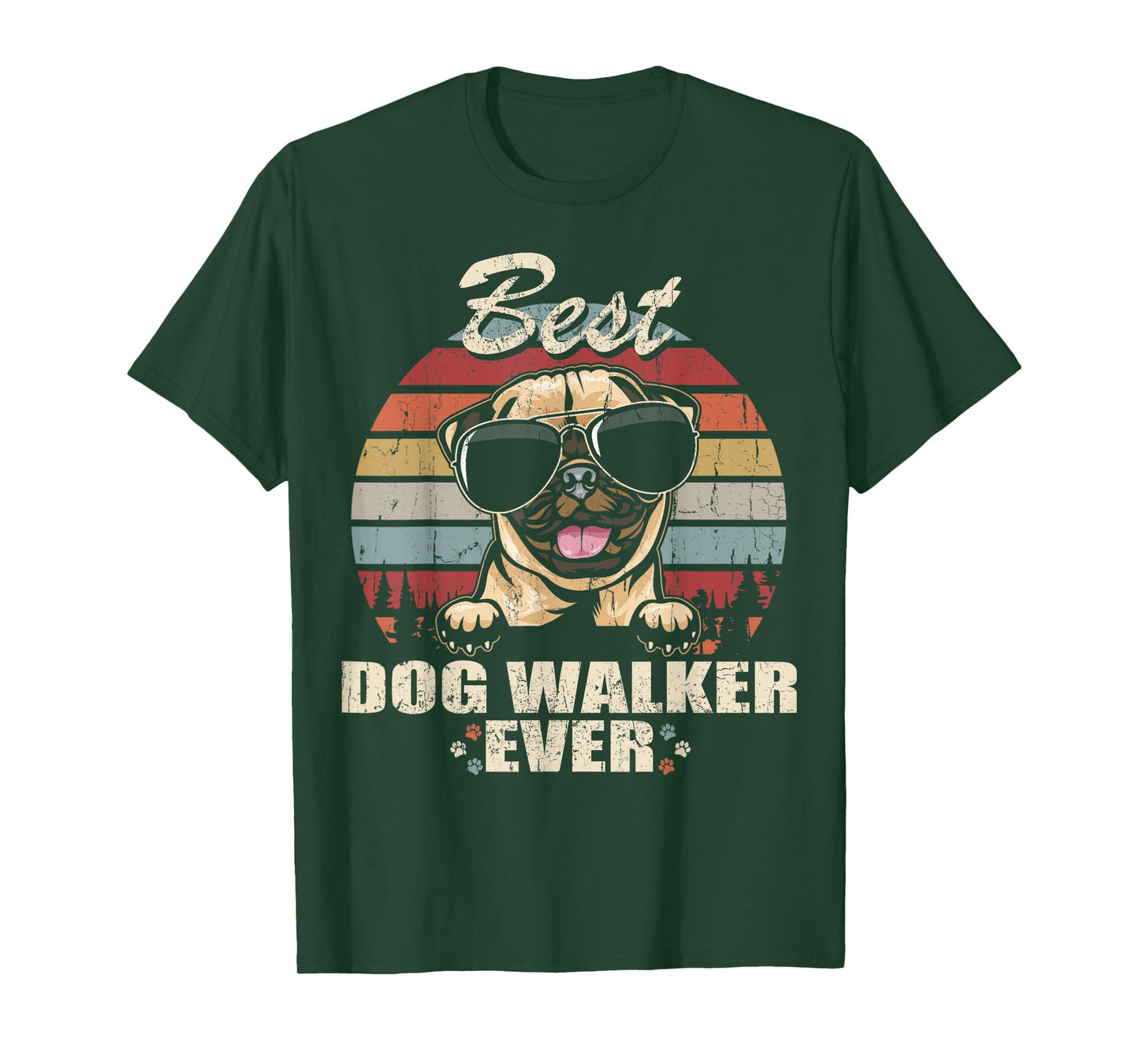 Pug Best Dog Walker Ever Funny Quote Vintage T-Shirt for Men Women Kids