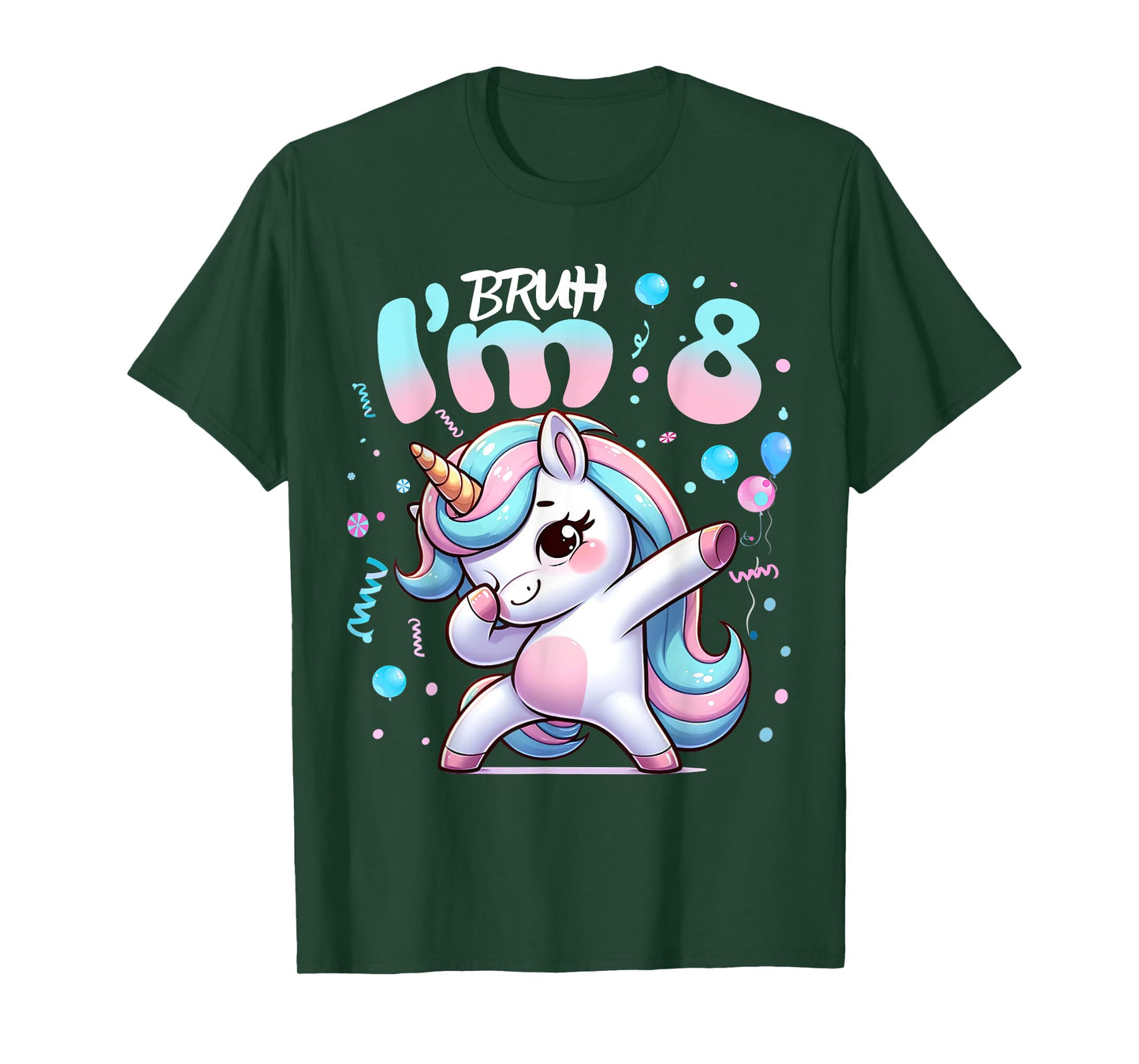 8th Birthday Girl Dabbing Unicorn Bruh I'm 8 Years Old Girls T-Shirt