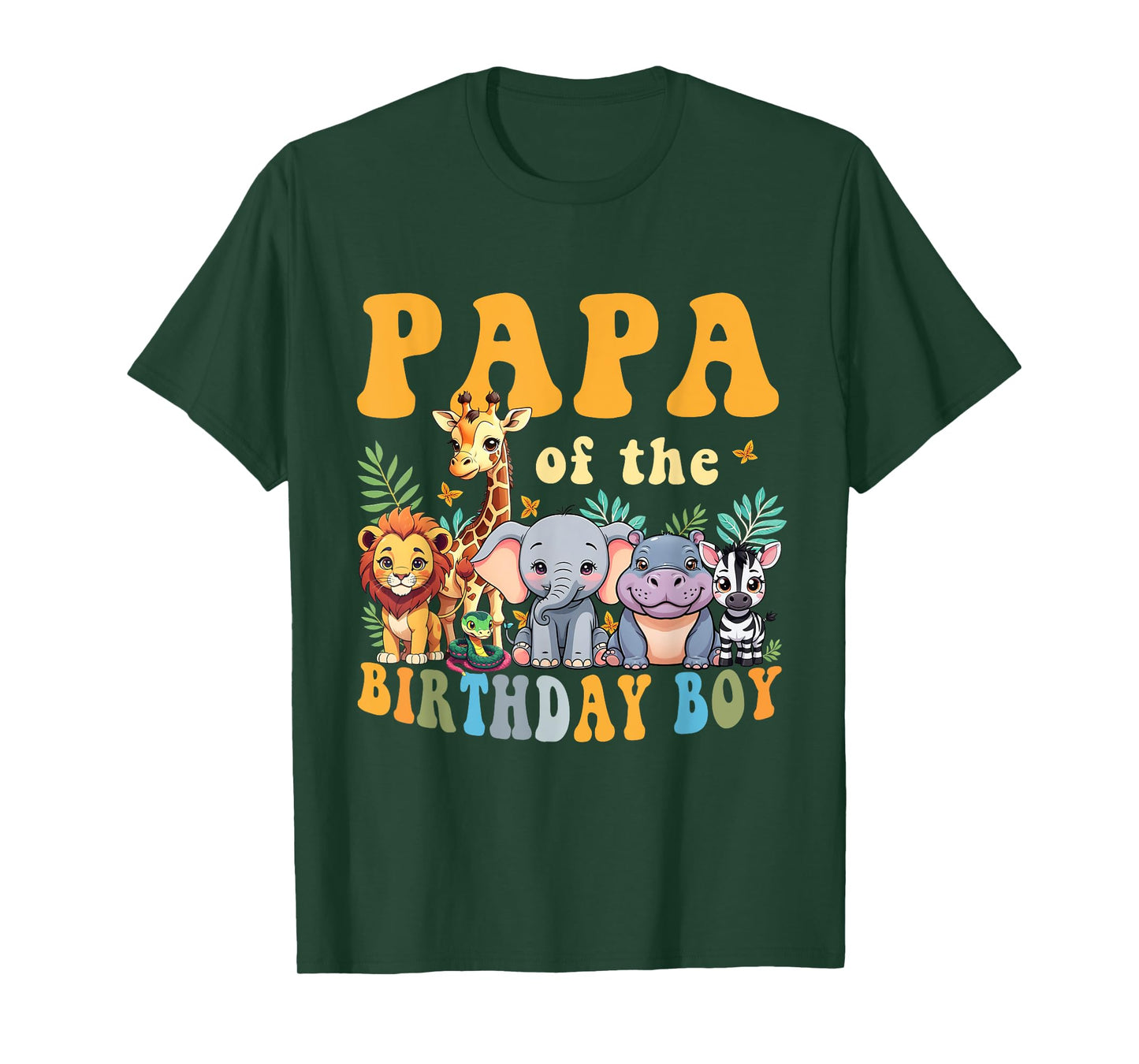 Papa of the Birthday Boy Kids Safari Jungle Animal Matching T-Shirt