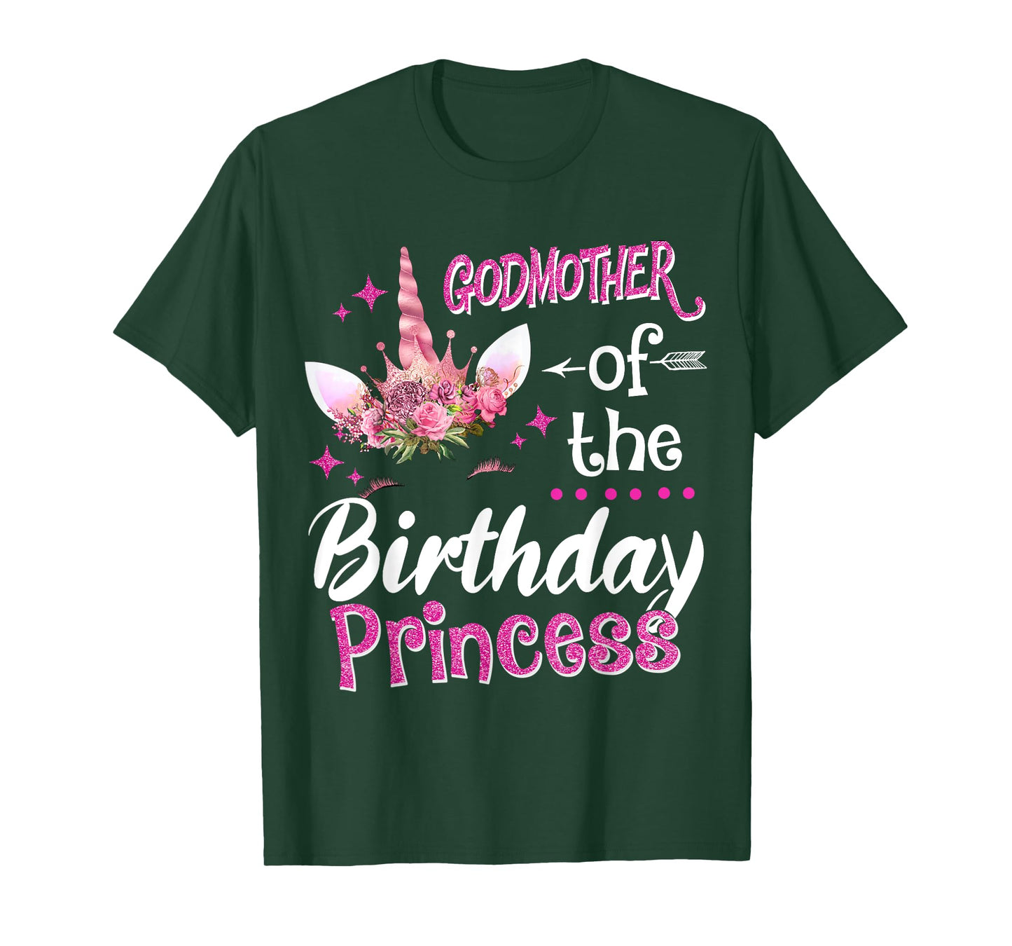 Godmother Of The Birthday Princess Unicorn Flower Mommy T-Shirt
