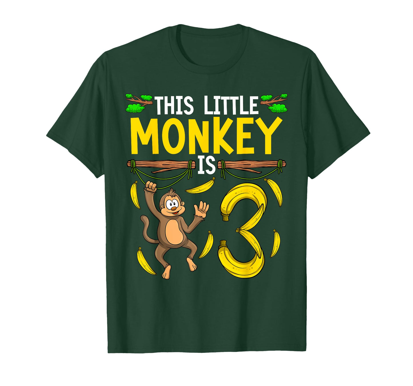 Monkey Birthday Shirt 3rd Monkey Theme Party Kids T-Shirt