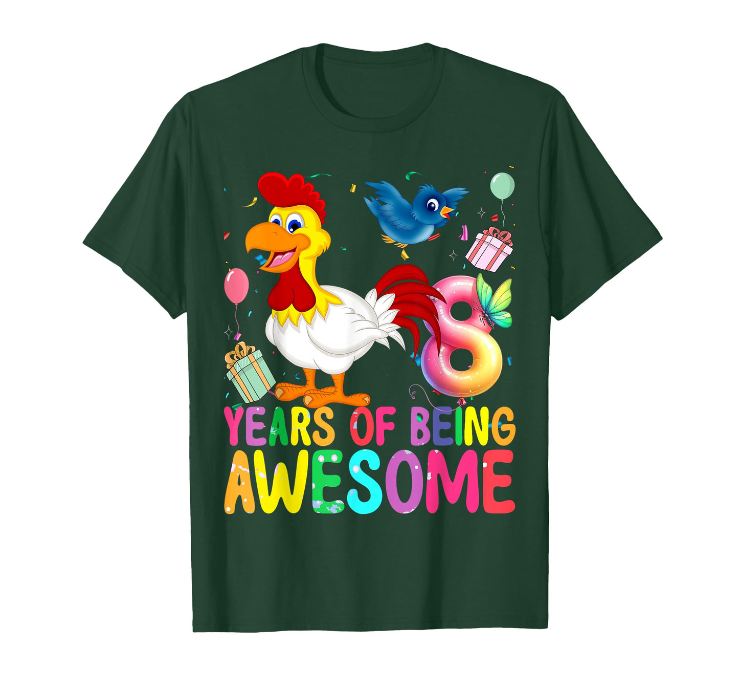 8 Years Old Chicken 8th Birthday Girl Chicken Party T-Shirt