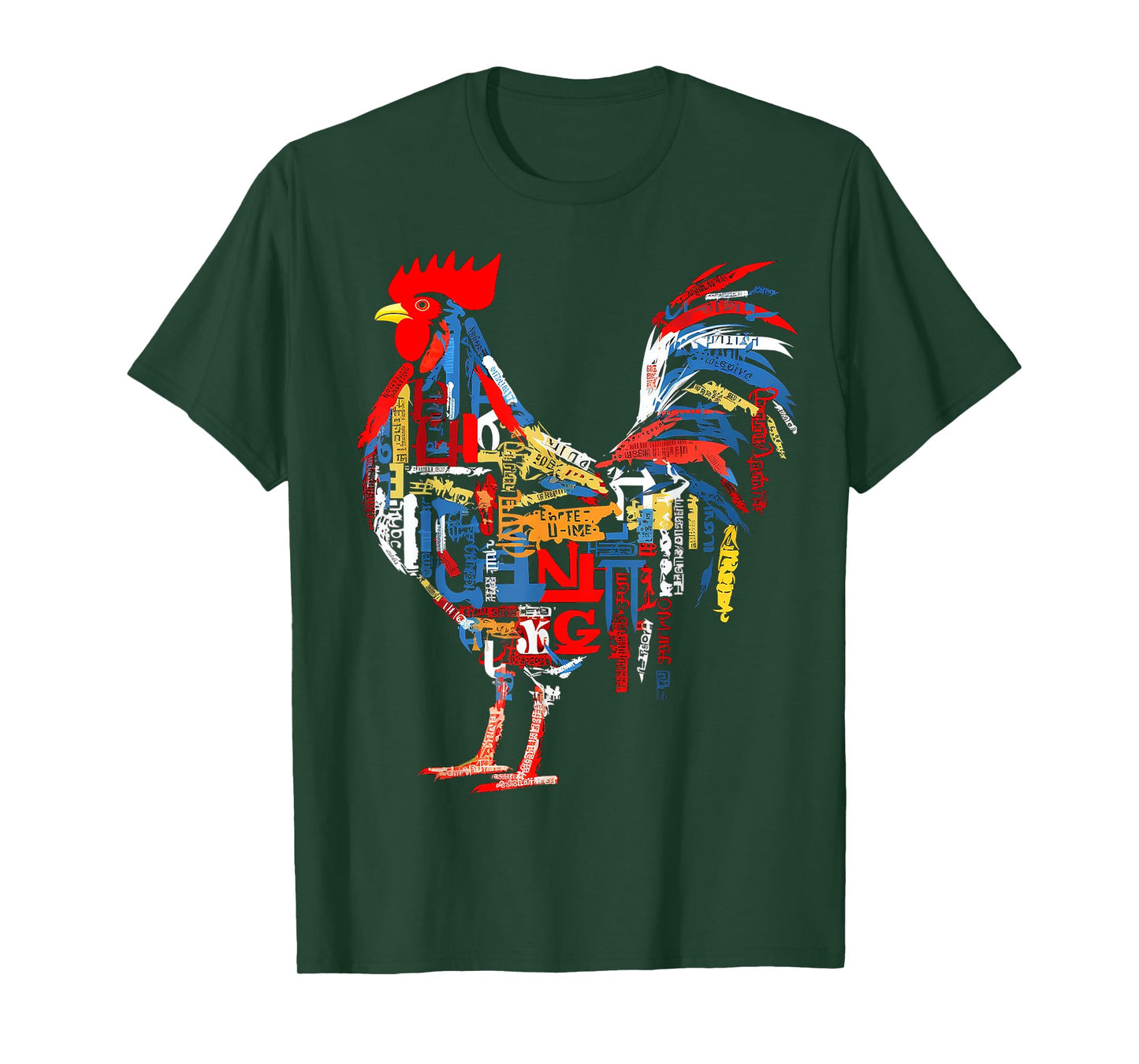 @n!mal Chicken Farm Text Colorful Art Abstract Graphic Chicken T-Shirt, Small