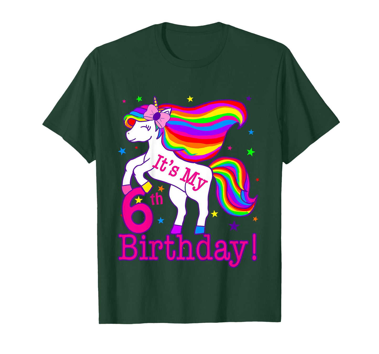 Its my 6th Birthday Rainbow Star Unicorn (6 Year Old) Girls T-Shirt