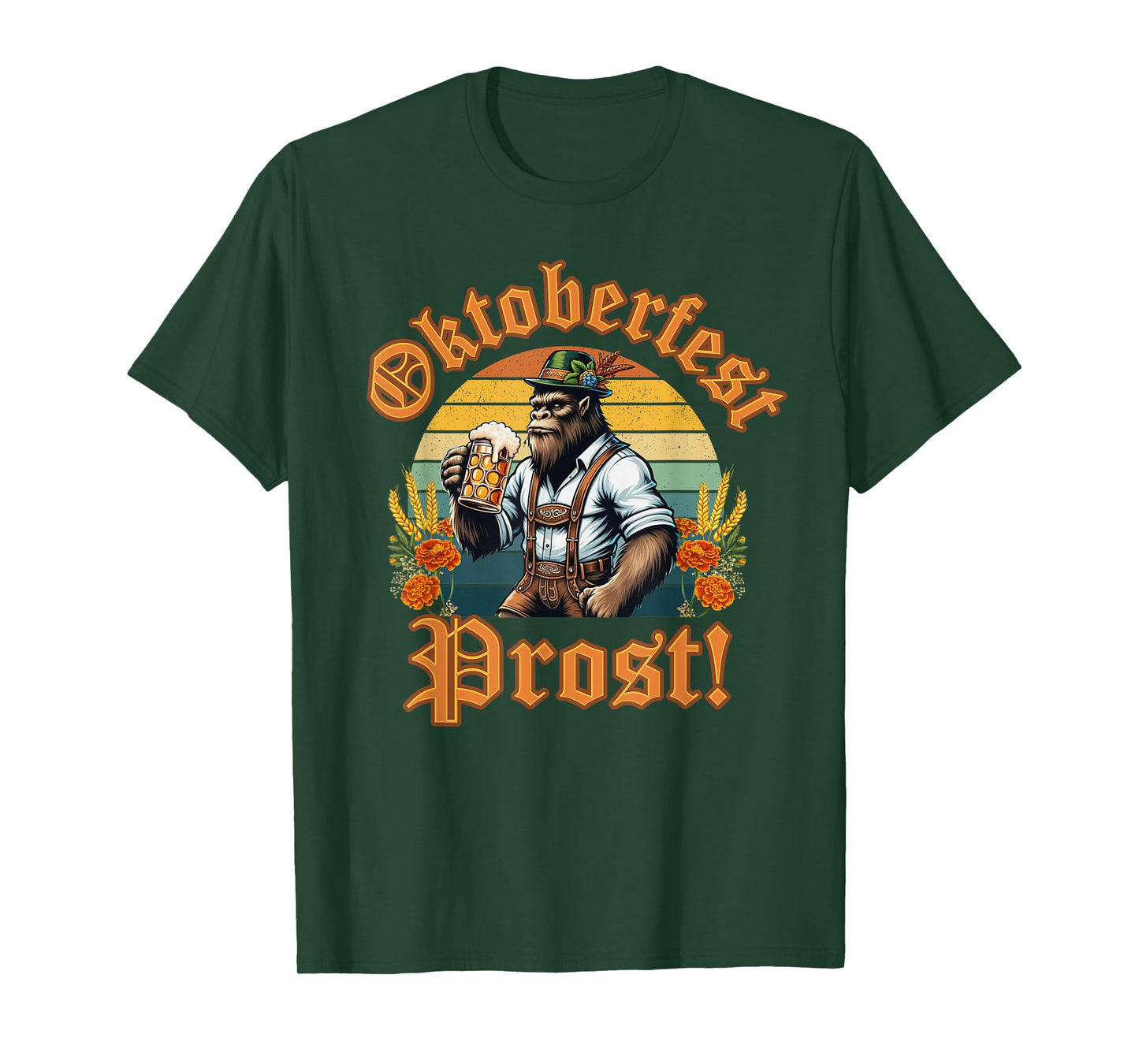 German Bigfoot Lederhosen Oktoberfest Men Prost Beer Mug T-Shirt