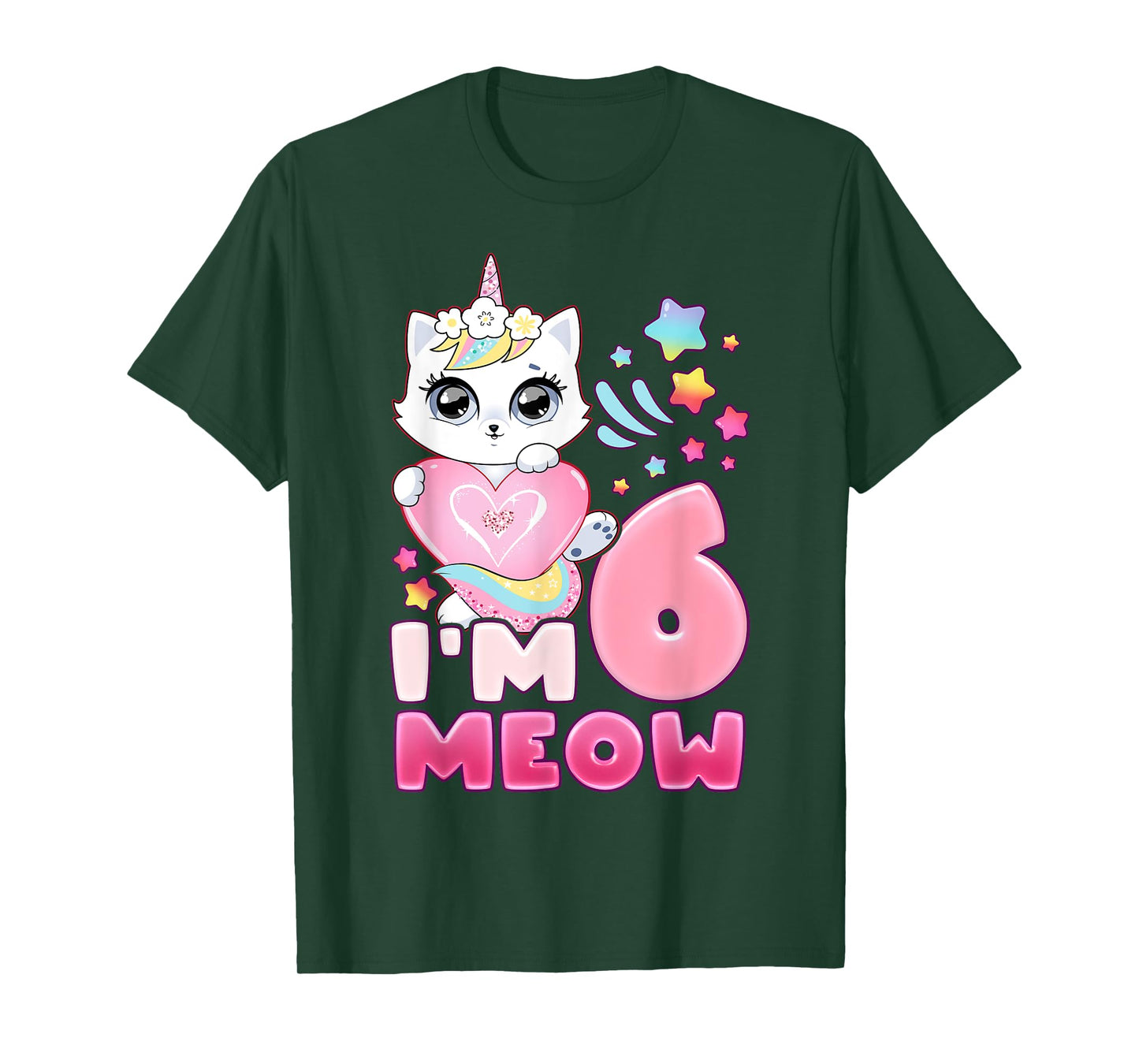 Birthday girl 6 years old, cat, unicorn, 6th birthday T-Shirt