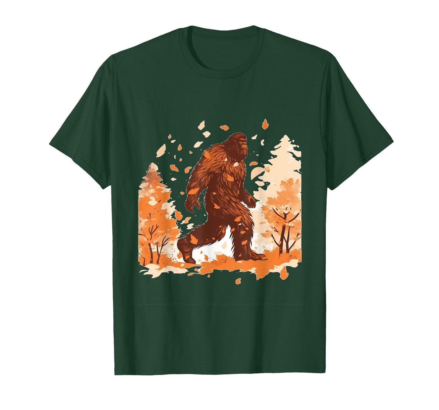 Bigfoot Fall Leaves Thanksgiving Day Sasquatch Autumn T-Shirt