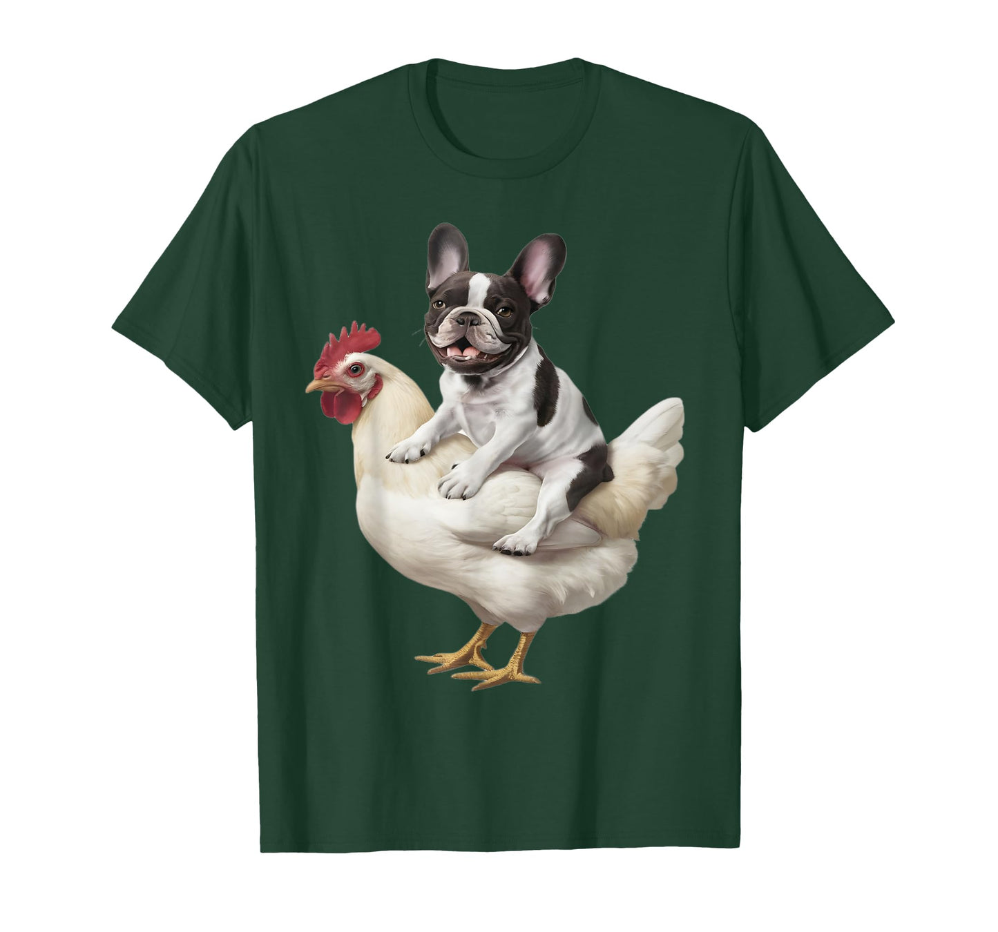 Dog on a Chicken Lover Funny French Bulldog Riding Chicken T-Shirt