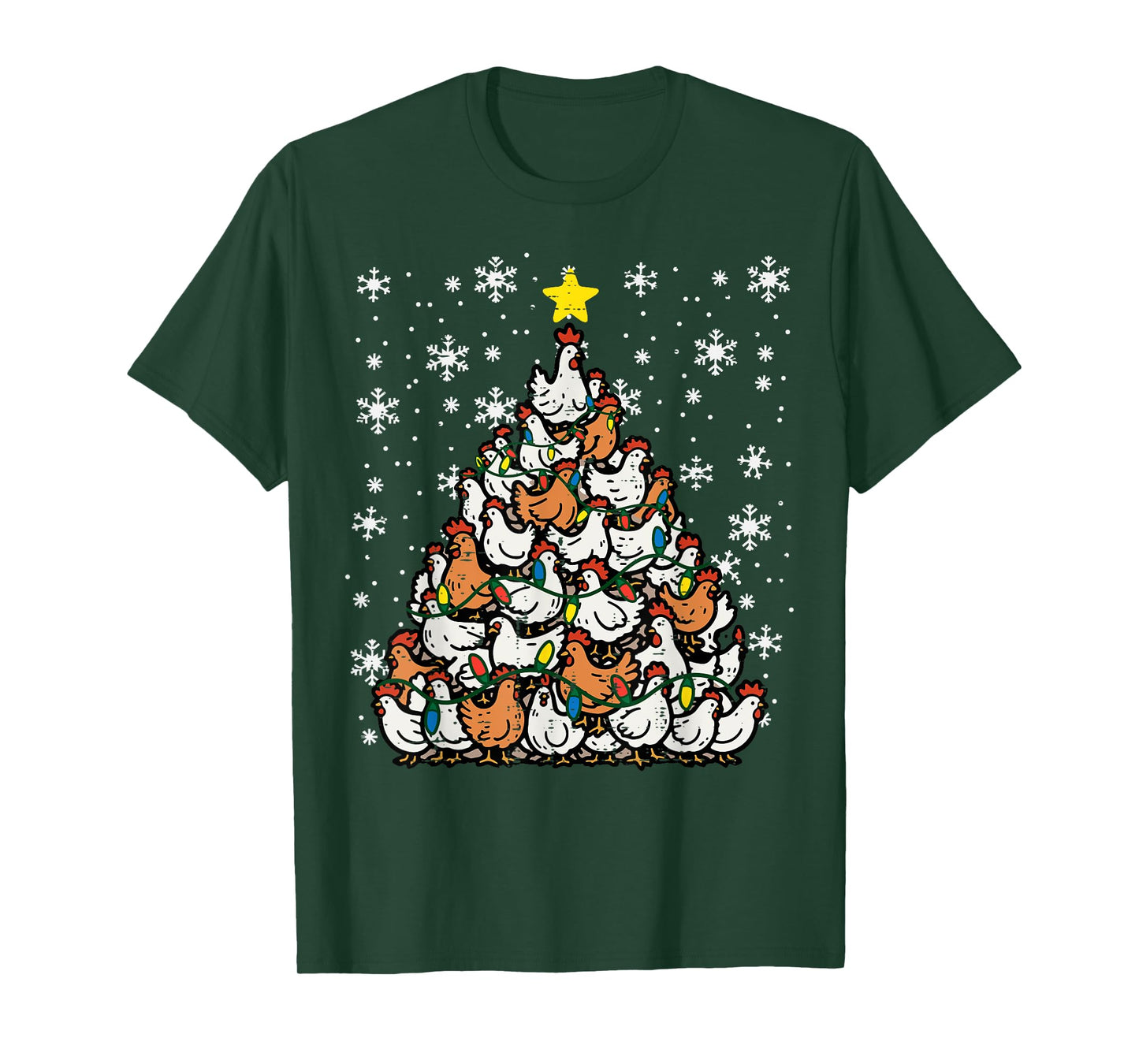 Christmas Chickens Xmas Tree Hens Farm Farmer Women Kids Men T-Shirt