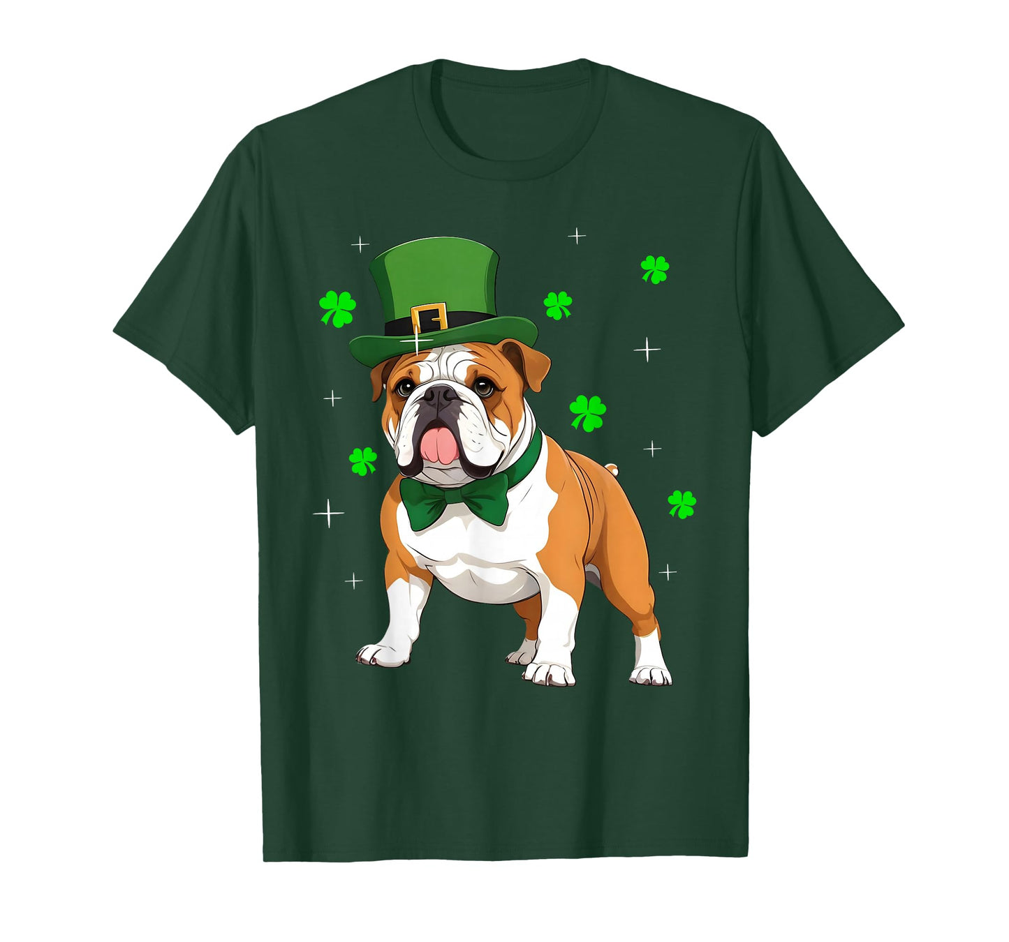 Shamrock Leprechaun Hat English Bulldog St Patrick's Day Men Women Kids T-Shirt
