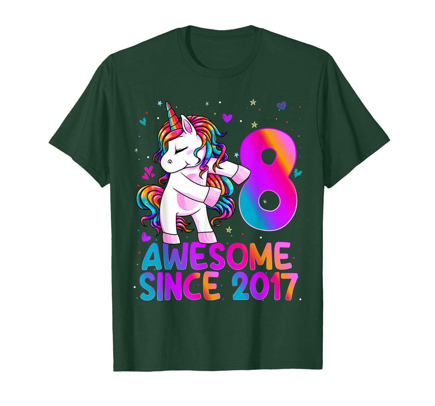 Flossing Unicorn 8 Year Old 8th Birthday Girl Unicorn Party T-Shirt