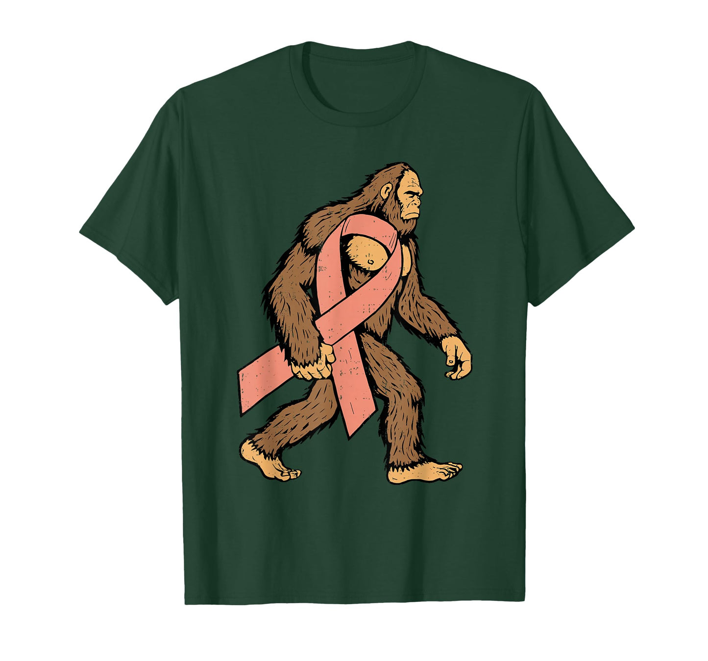 Uterine Cancer Awareness Bigfoot Ribbon Peach Men Boy Kid T-Shirt