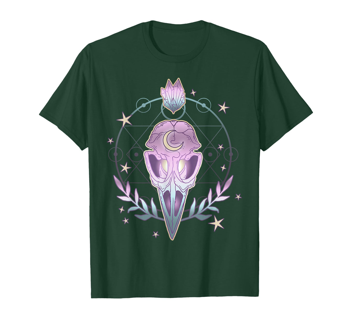 Pastel Goth Creepy Bird Skull - Moon Crystals Aesthetic Gift T-Shirt