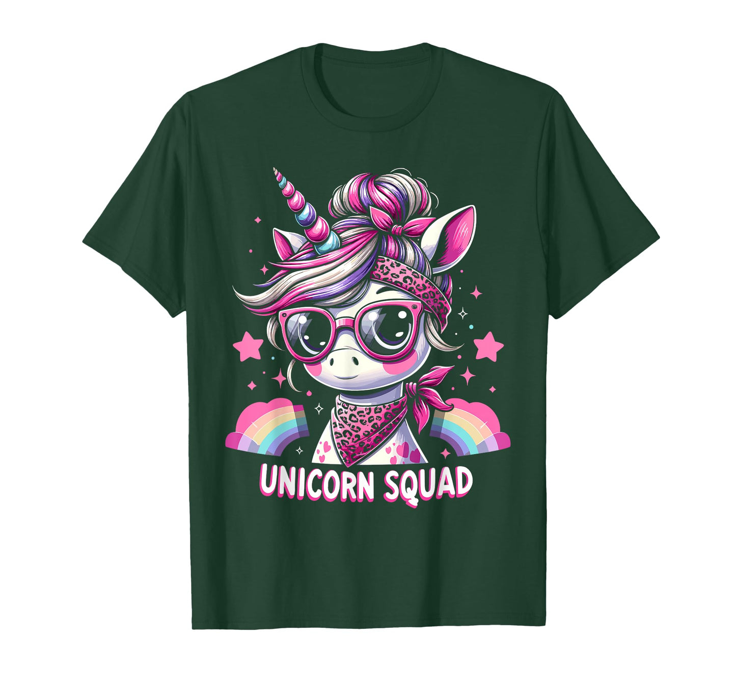 Unicorn Squad - Graceful Unicorn with leopard Bandana T-Shirt